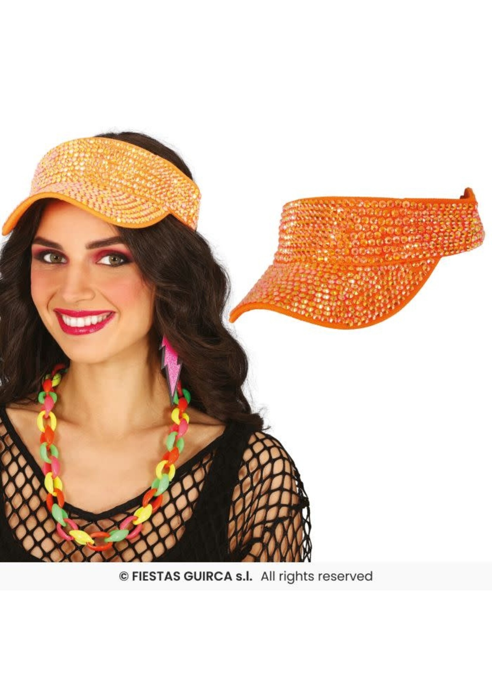 Fiestas Guirca Zonneklep met strass-steentjes Oranje