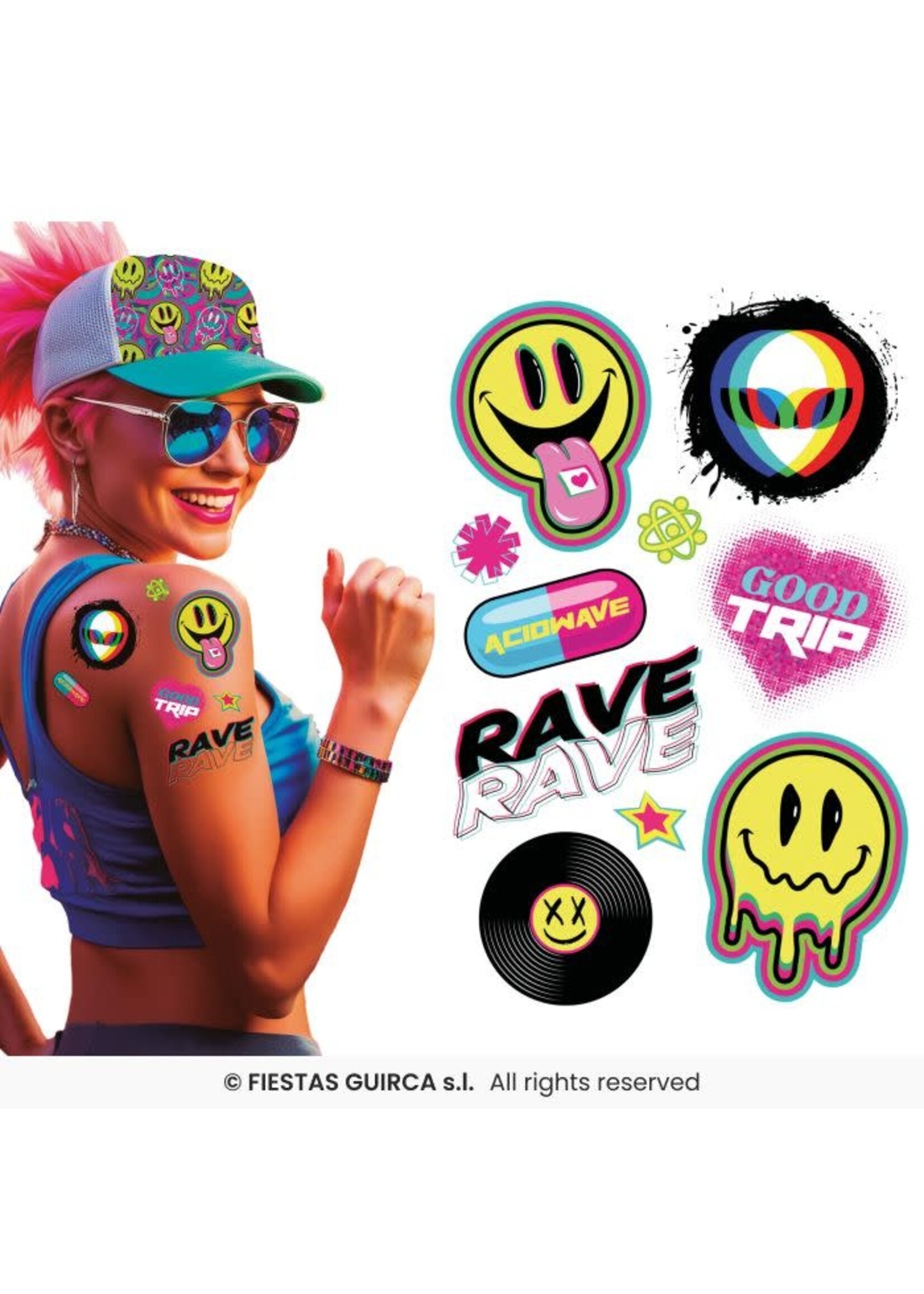 Fiestas Guirca Tattoovel Rave 14x30 cm