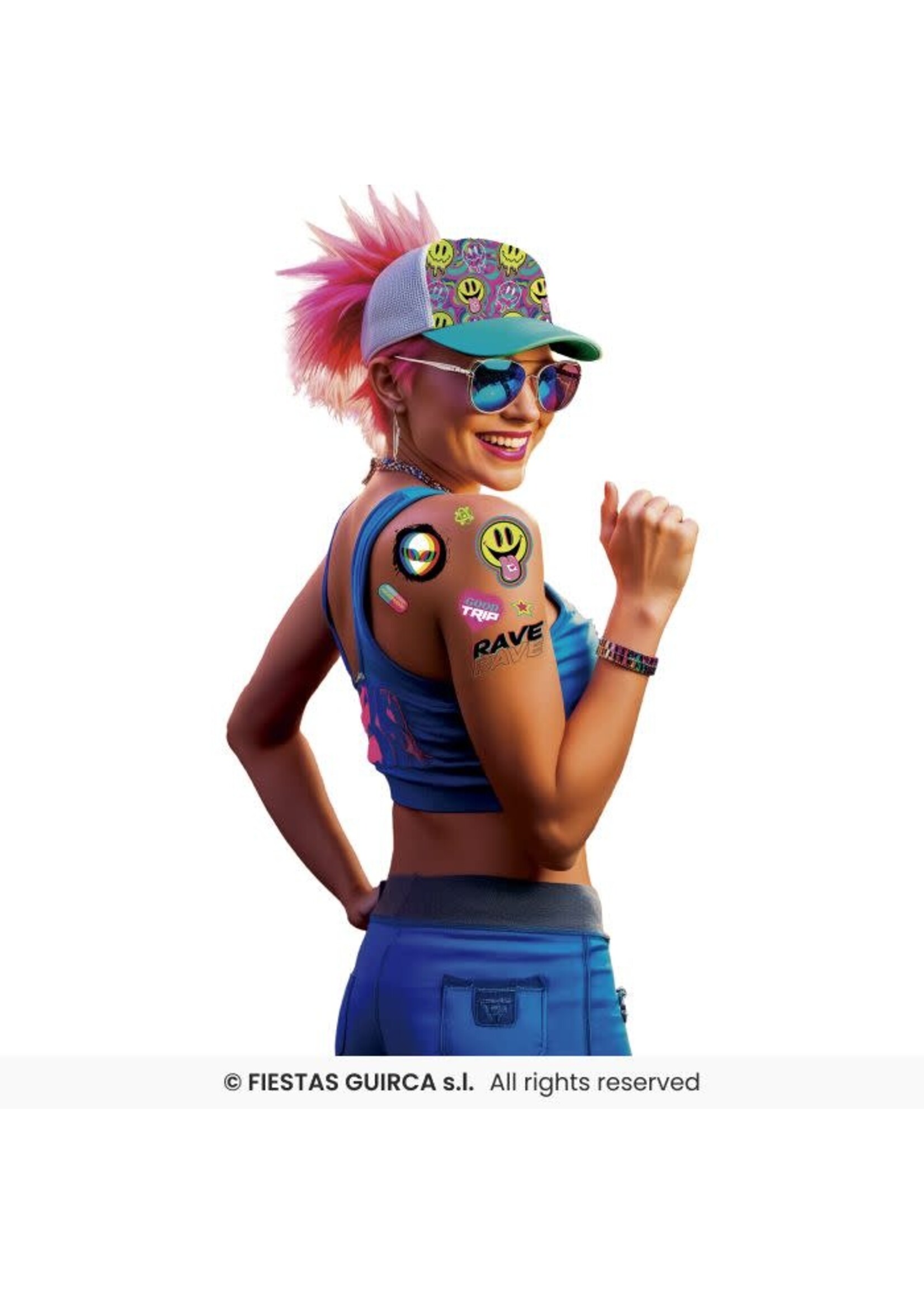 Fiestas Guirca Tattoovel Rave 14x30 cm