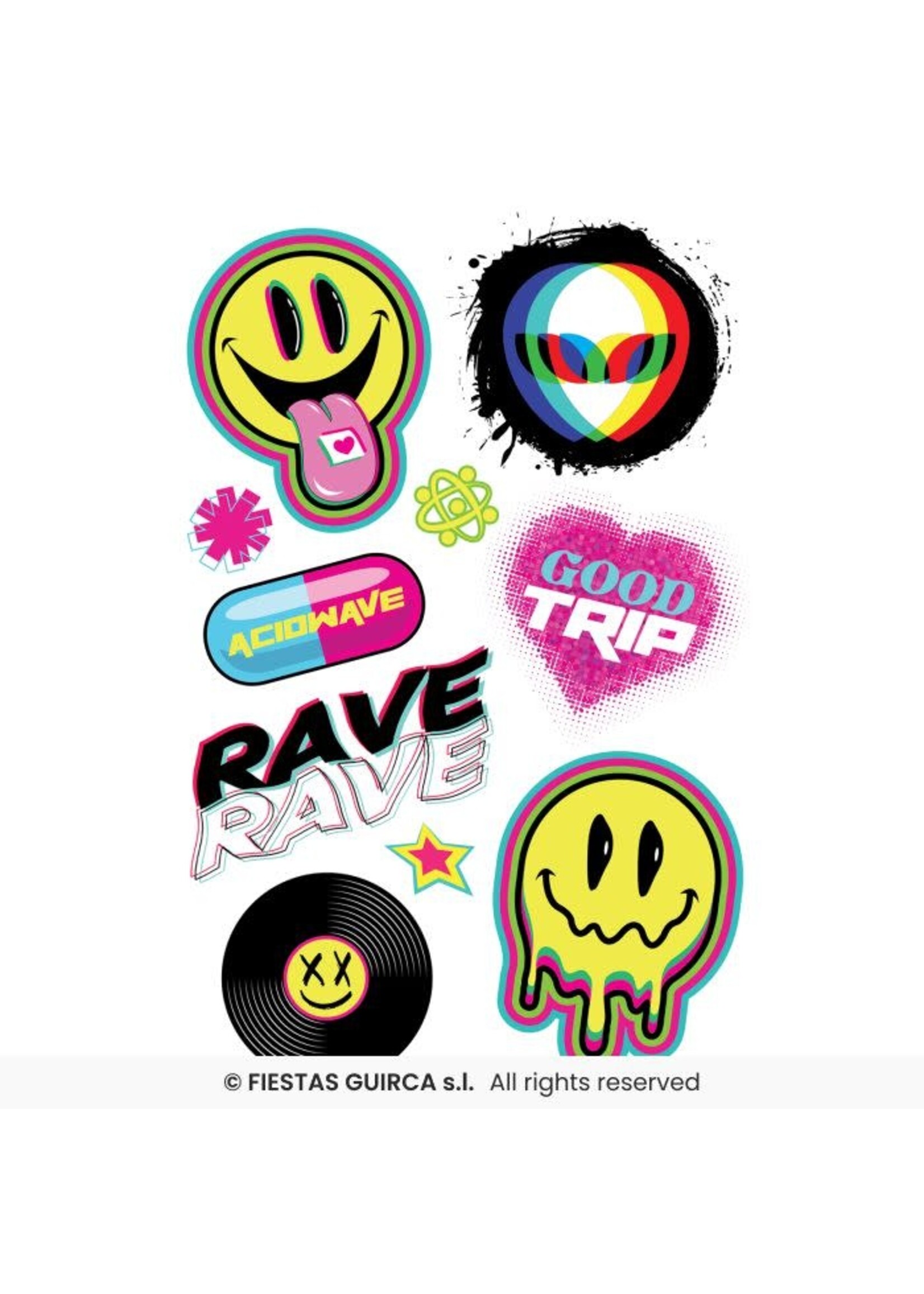 Fiestas Guirca Tattoovel Rave 14x30 cm