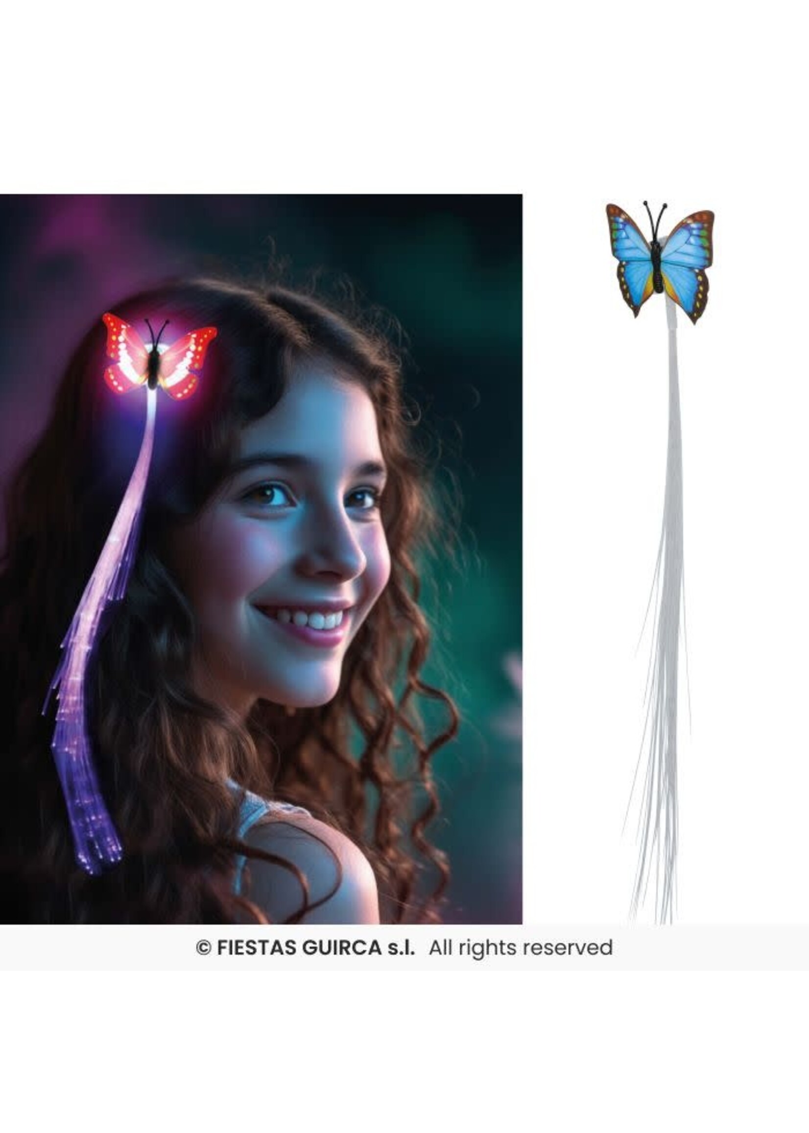Fiestas Guirca Lichtgevende pluim met vlinder voor in het haar
