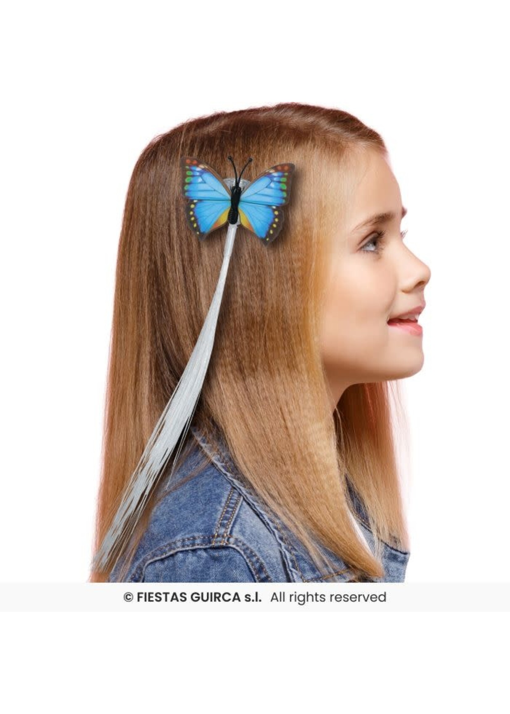 Fiestas Guirca Lichtgevende pluim met vlinder voor in het haar