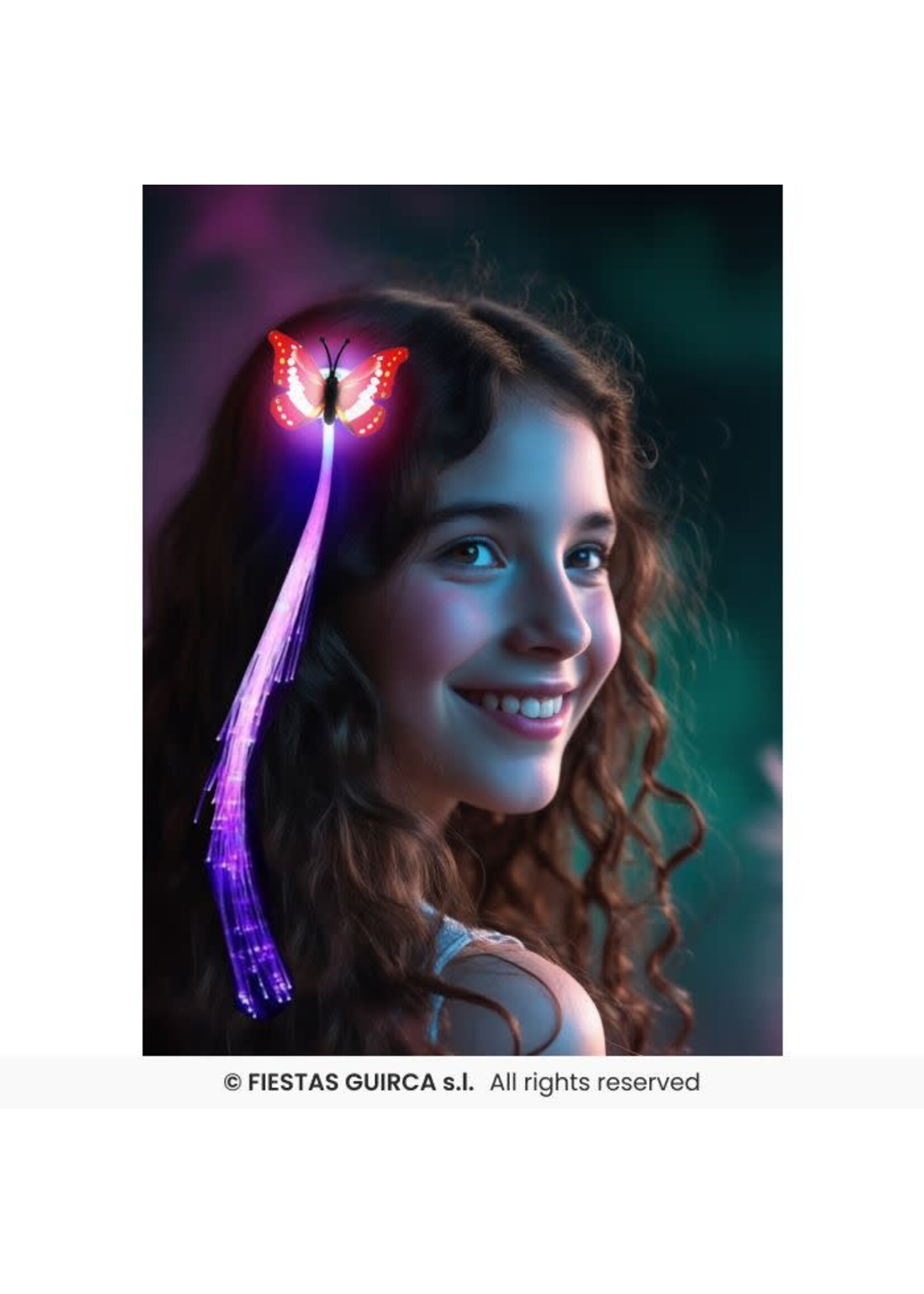 Fiestas Guirca Lichtgevende pluim met vlinder voor in het haar