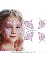 Fiestas Guirca Roze vlinder gezicht glitter sticker