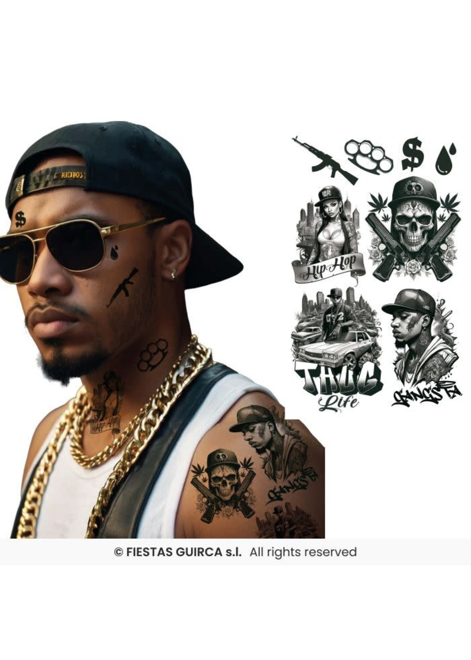 Fiestas Guirca Thug life tattoo vel 14x30 cm