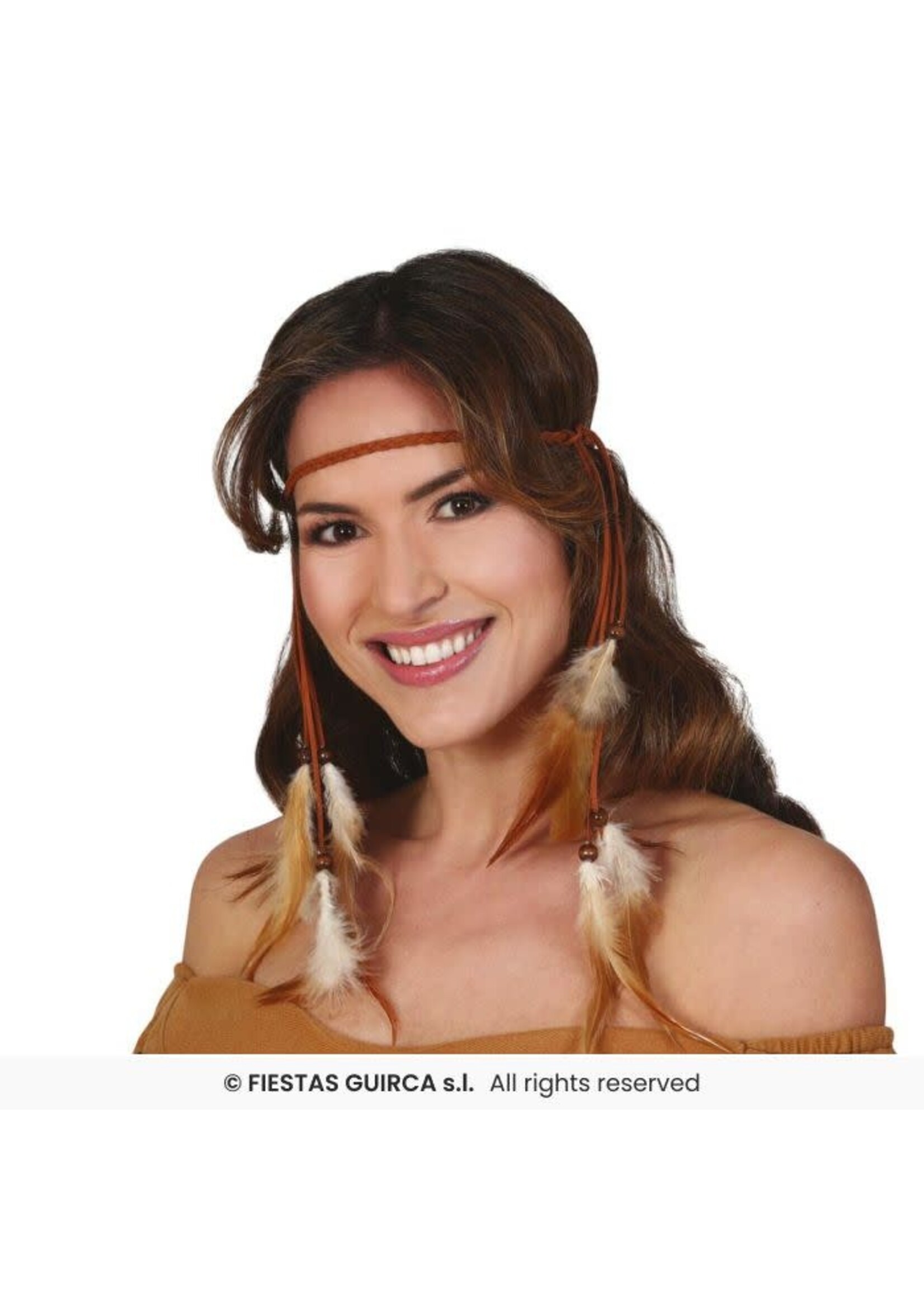 Fiestas Guirca Hangende hoofdband met veren