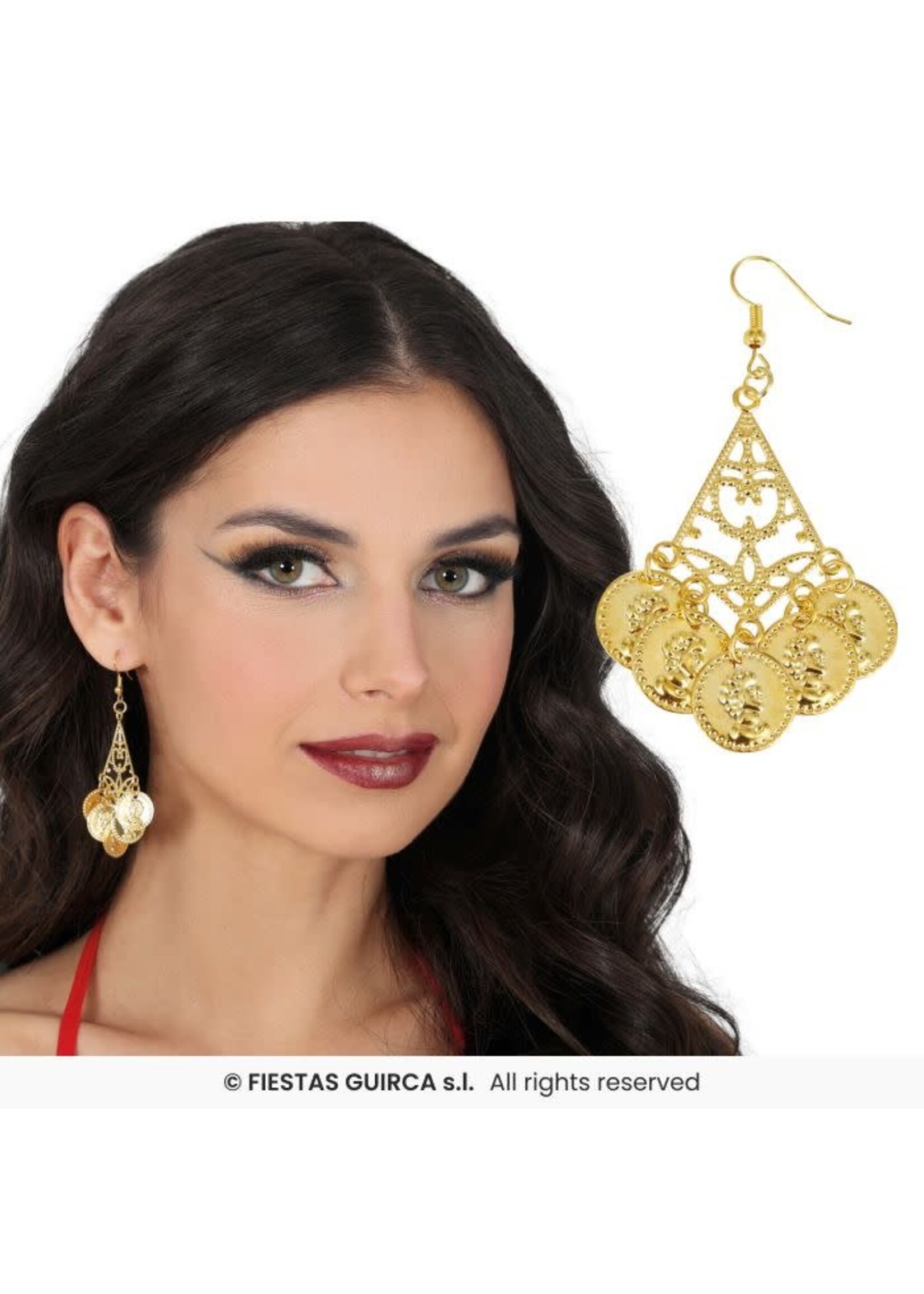 Fiestas Guirca Metalen muntvormige oorbellen 5 cm