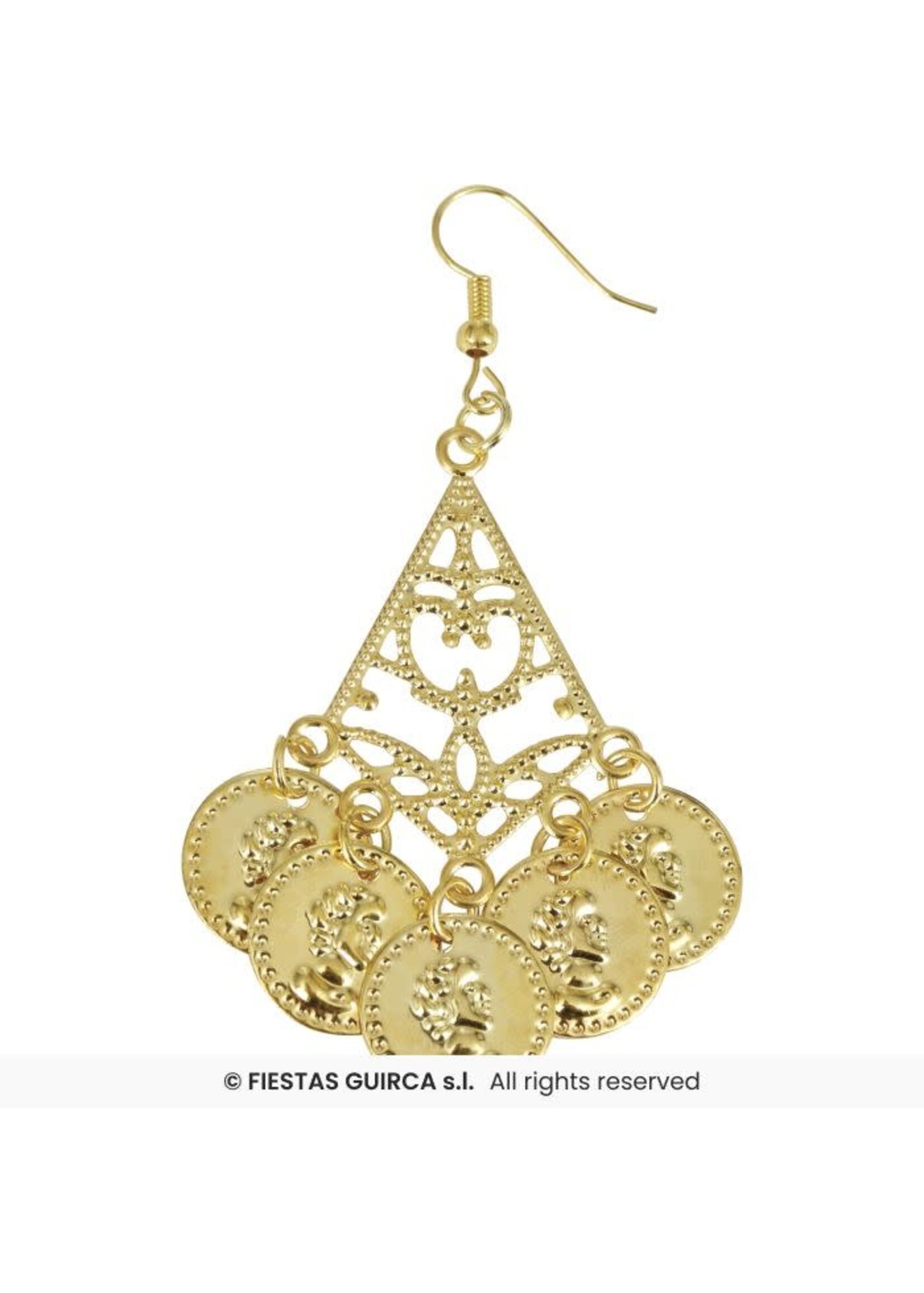 Fiestas Guirca Metalen muntvormige oorbellen 5 cm