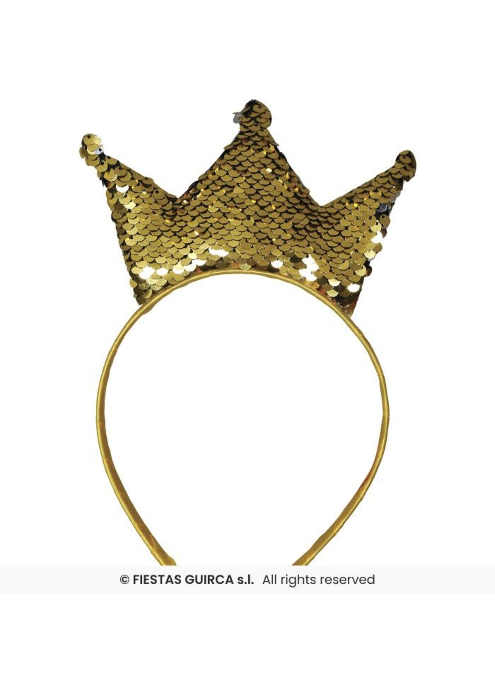 Fiestas Guirca Gouden pailletten kroon haarband