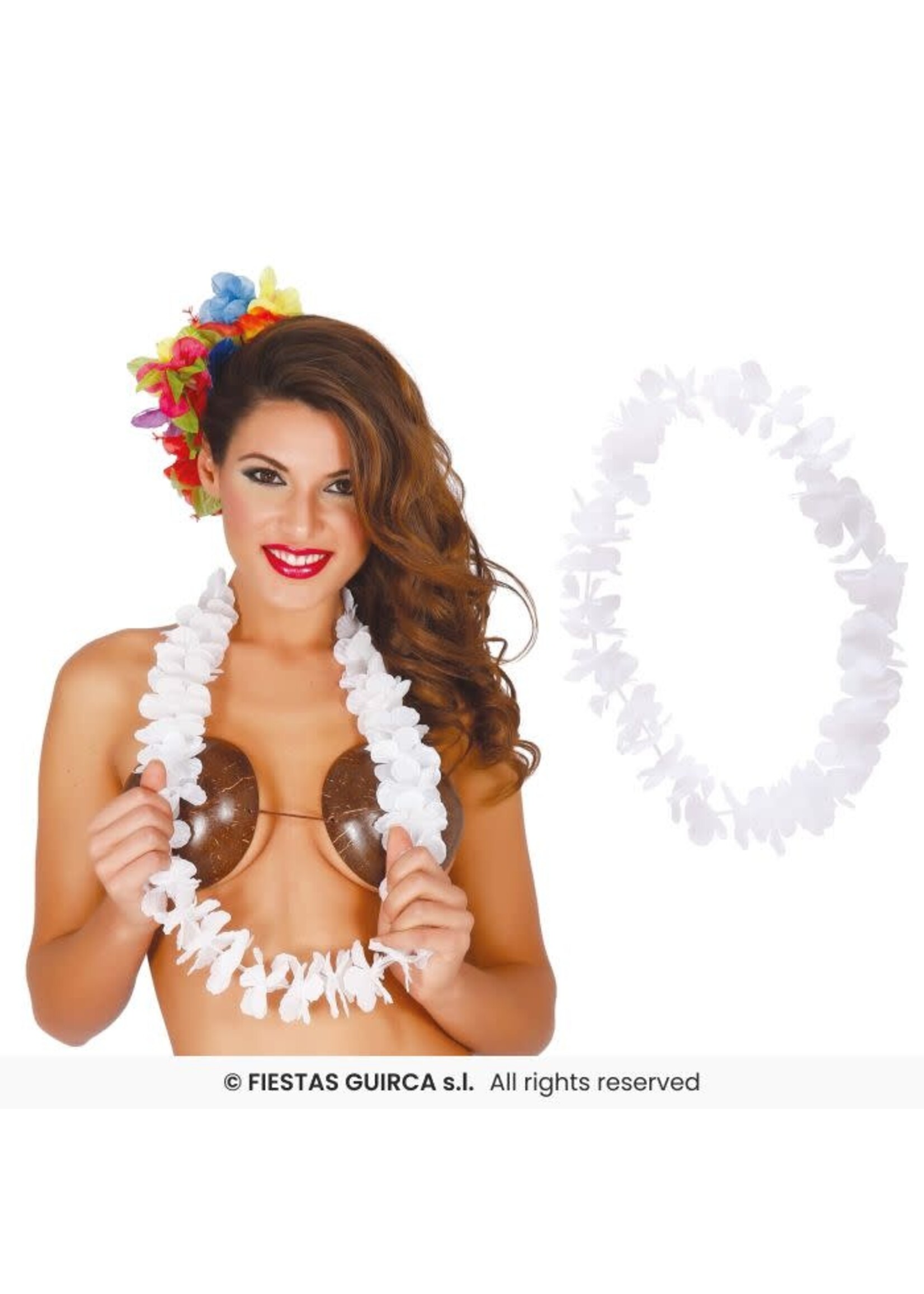 Fiestas Guirca Hawaiiaanse ketting Wit