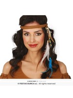 Fiestas Guirca Indiaanse hoofdband met veren