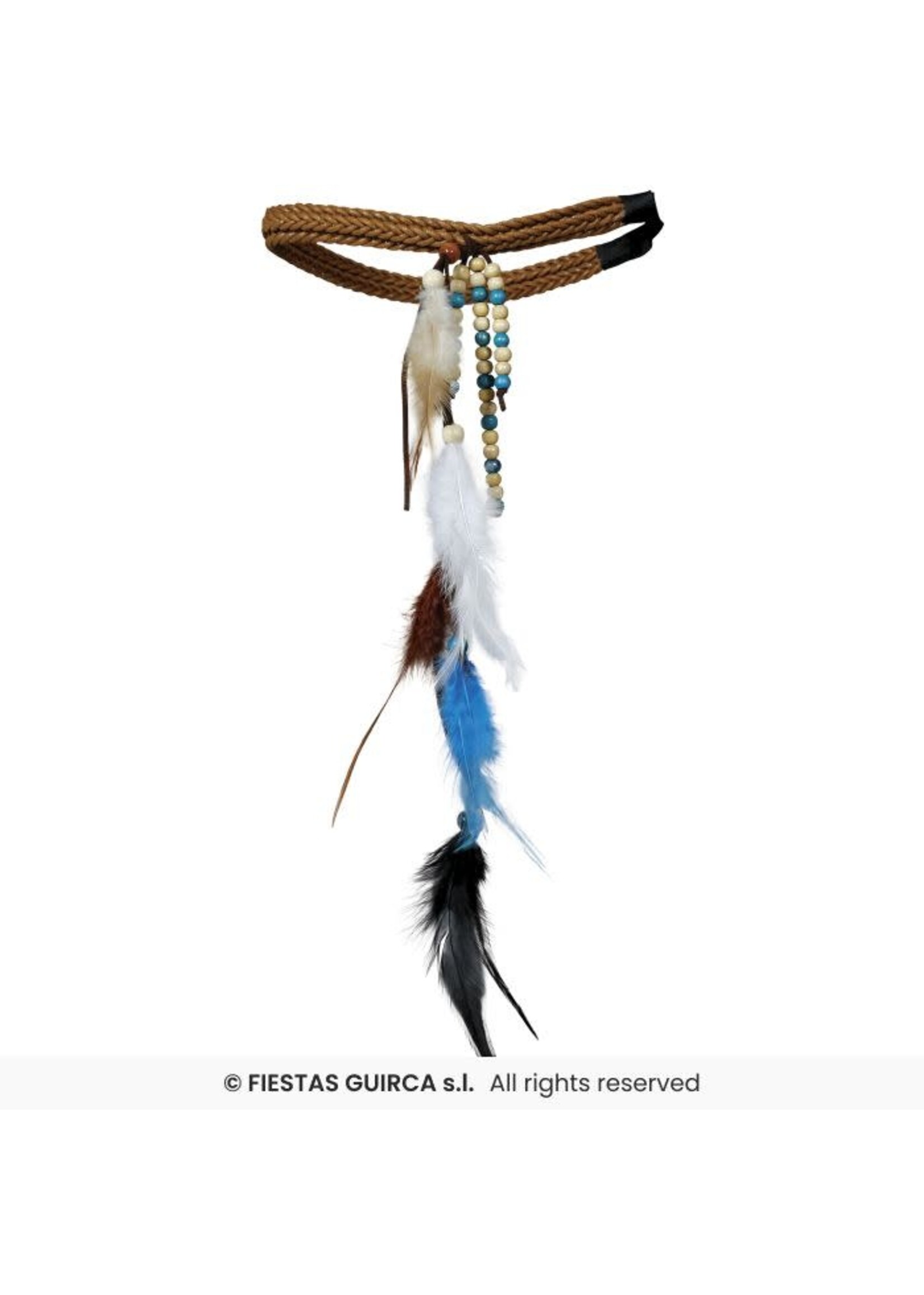 Fiestas Guirca Indiaanse hoofdband met veren