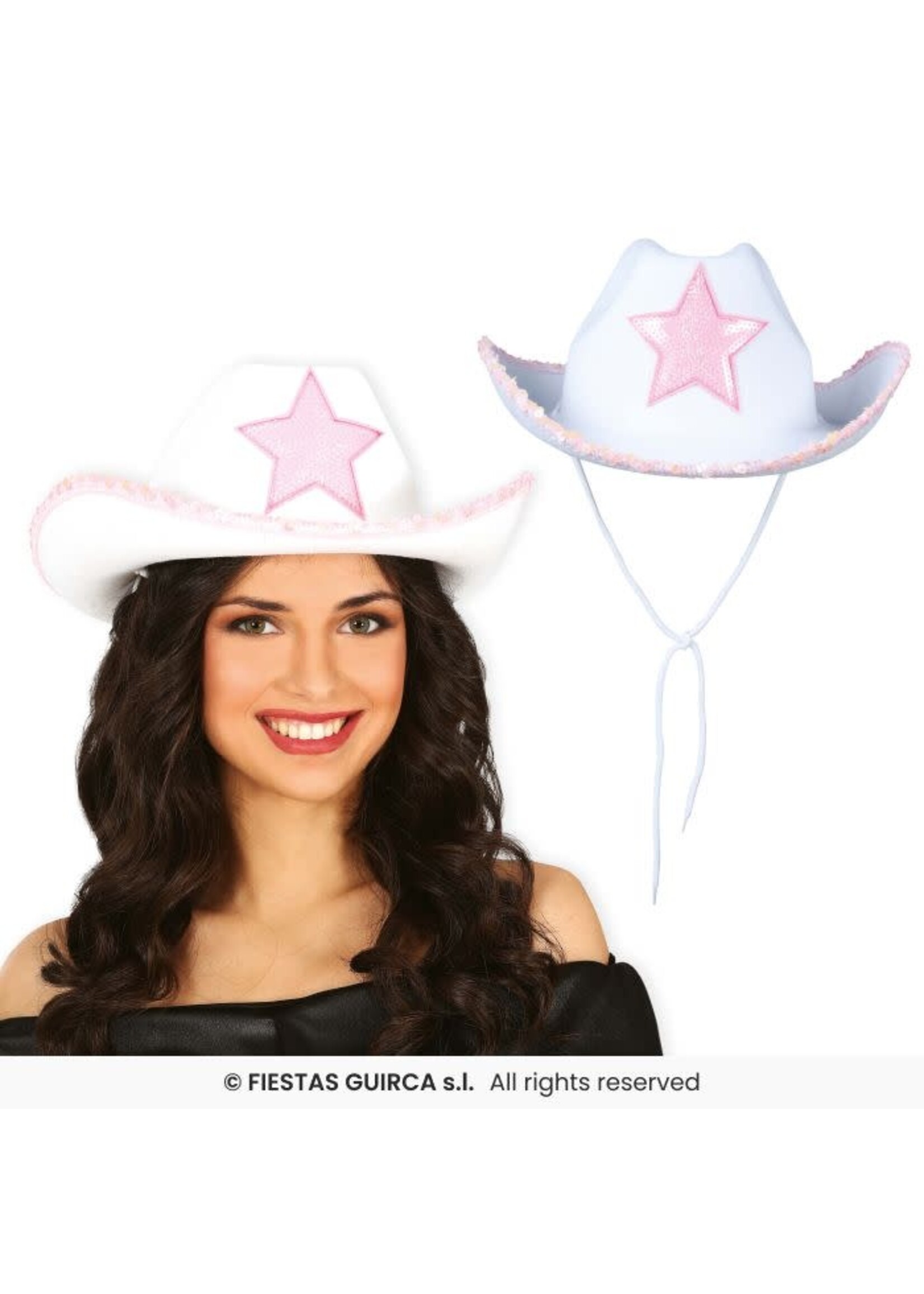 Fiestas Guirca Witte cowboyhoed met ster