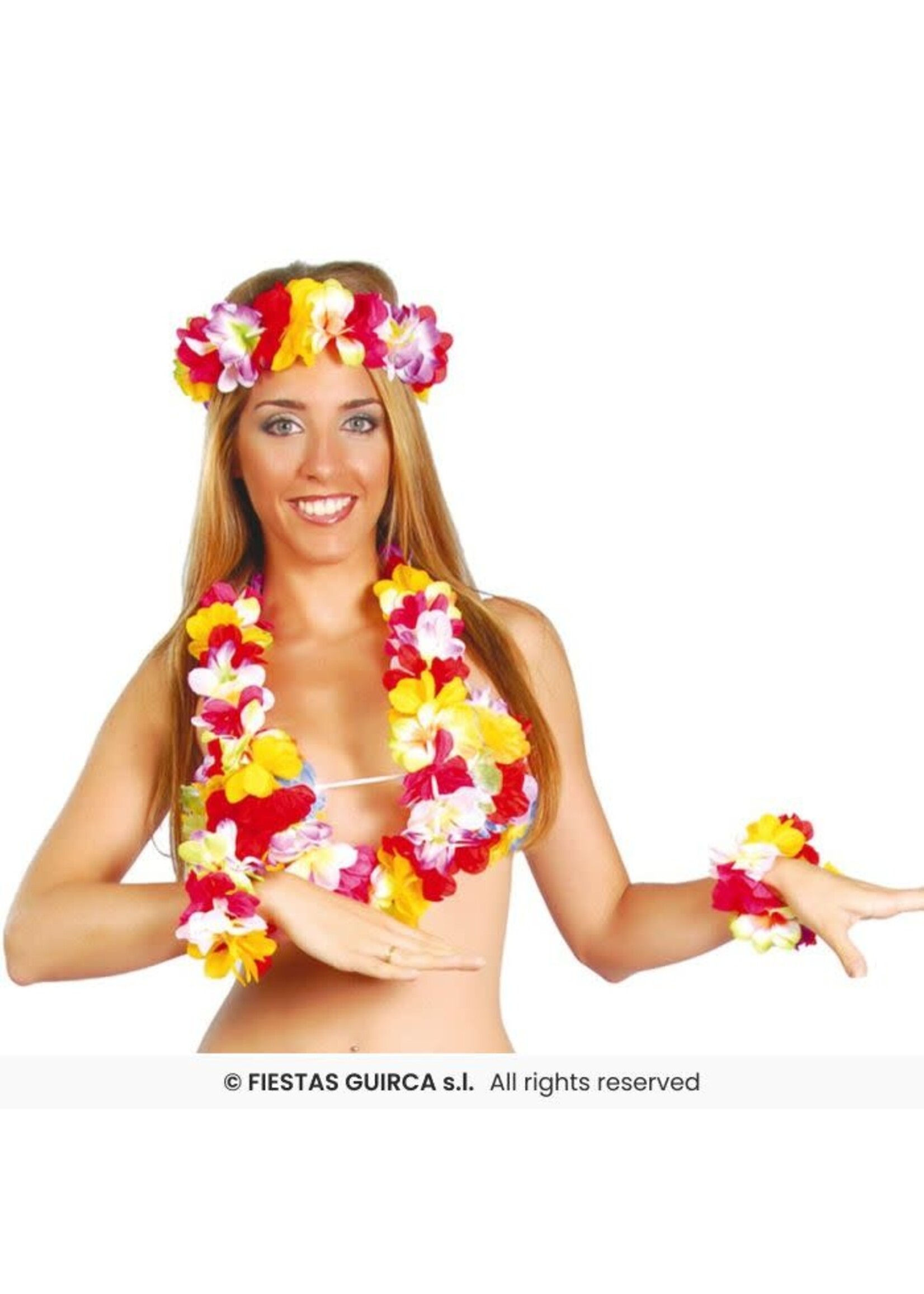 Fiestas Guirca Hawaïaanse set Hoofdband, ketting en polsband