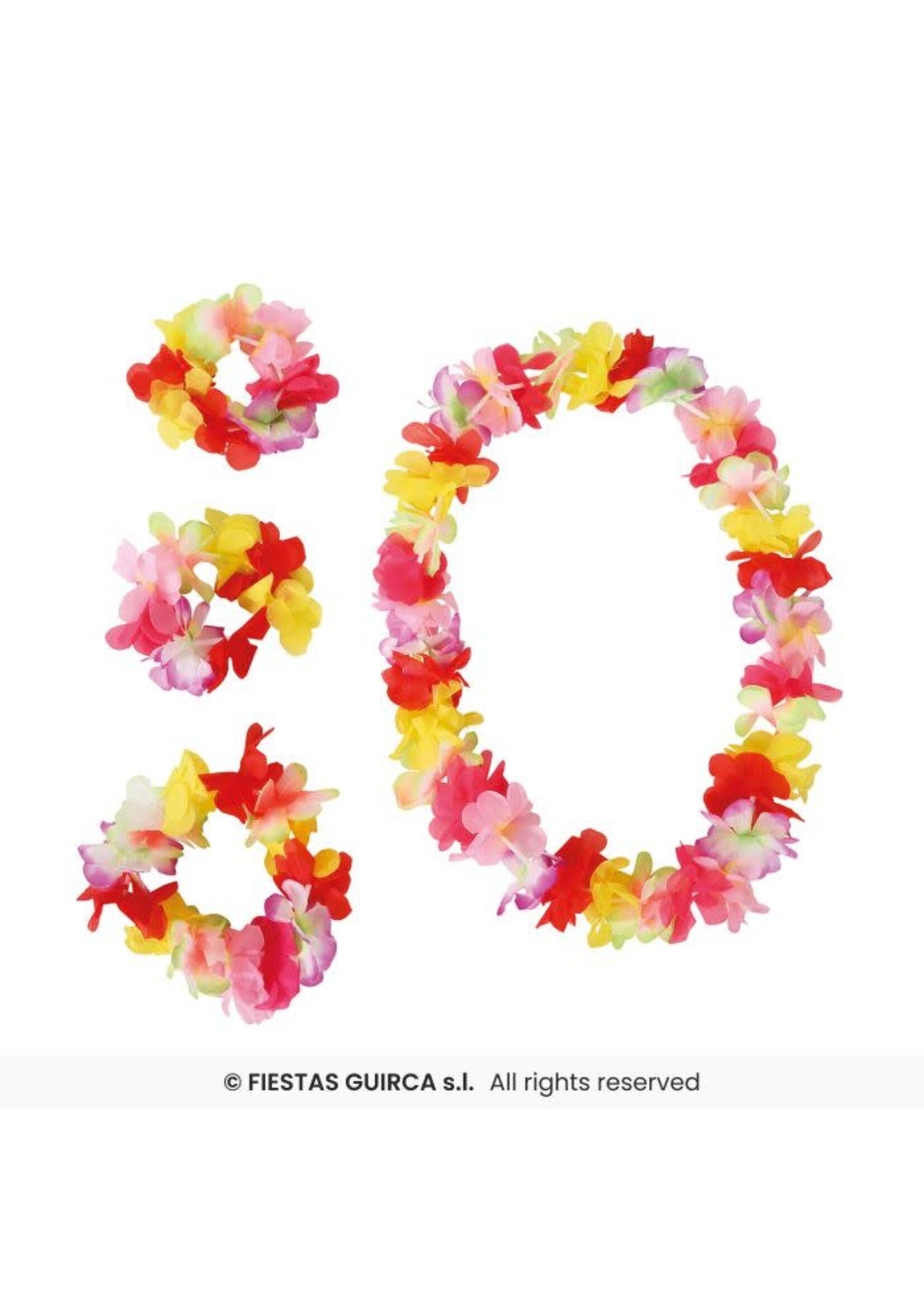 Fiestas Guirca Hawaïaanse set Hoofdband, ketting en polsband