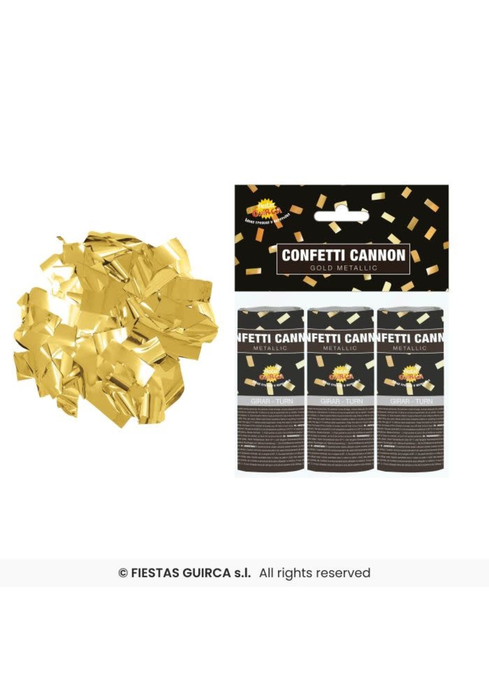 Fiestas Guirca Confettikanon goud 3-pack