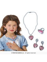 Fiestas Guirca Hartjesset Roze (ketting, ring en oorbellen)