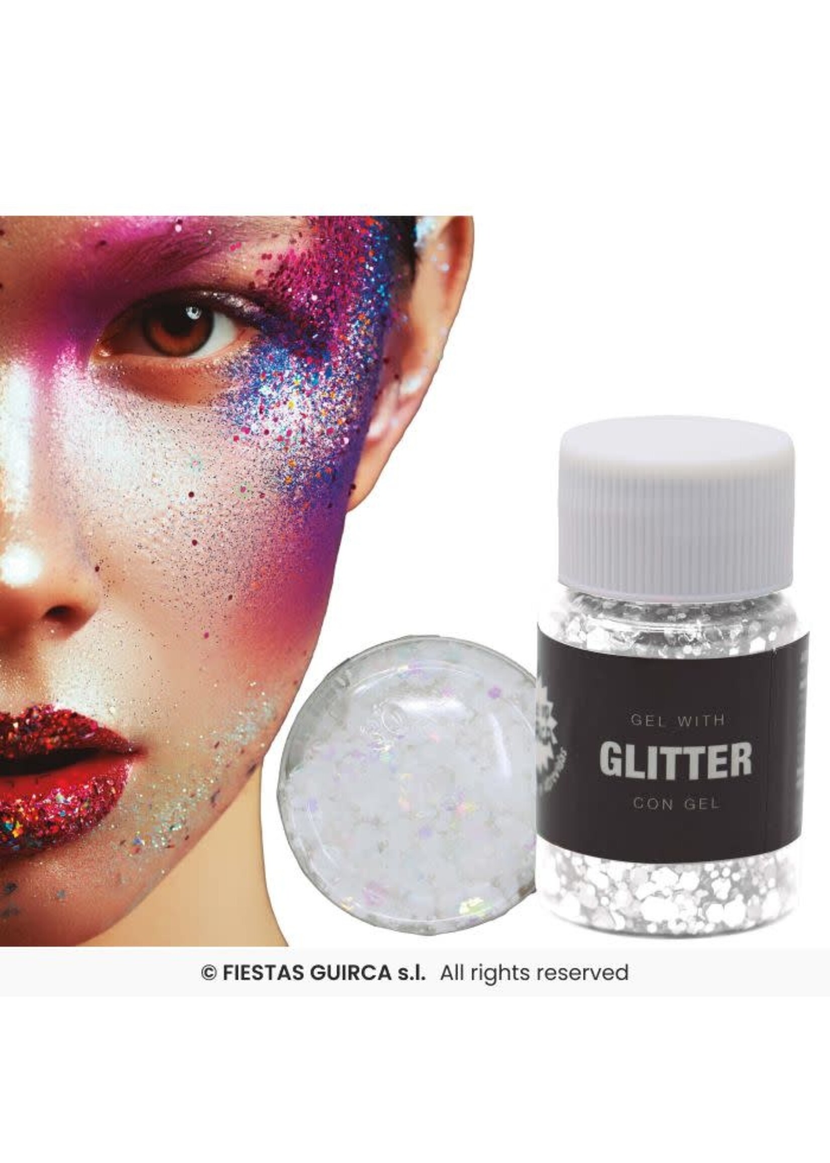 Fiestas Guirca Glittergel, 20 gram Wit