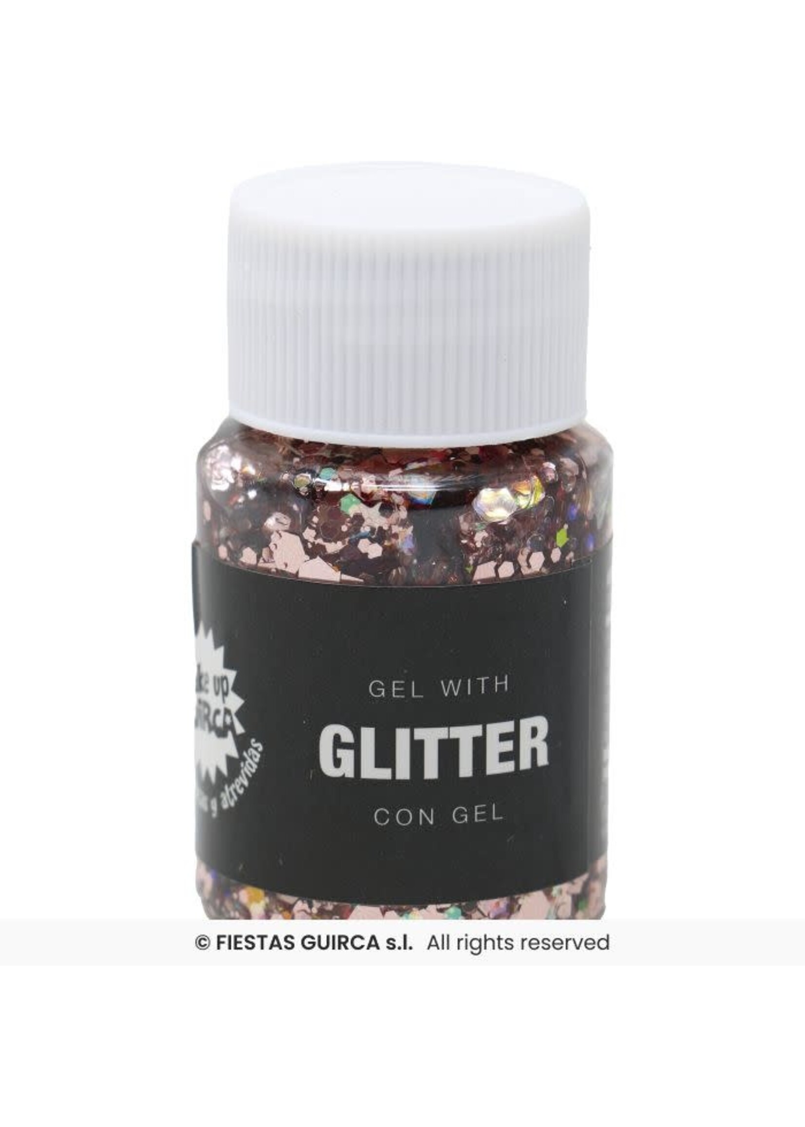 Fiestas Guirca Pot glittergel roze/goud