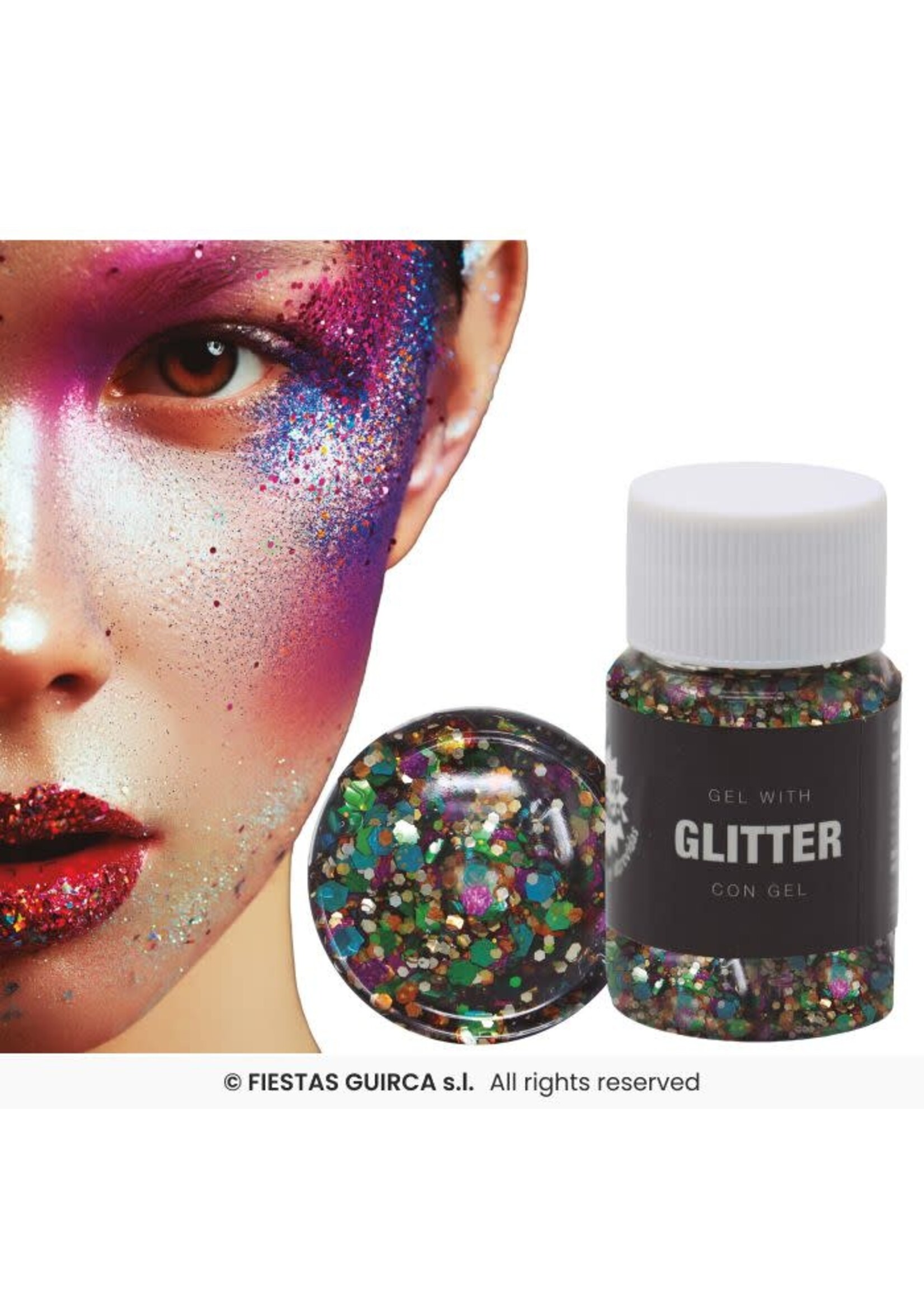 Fiestas Guirca Pot glittergel Regenboog