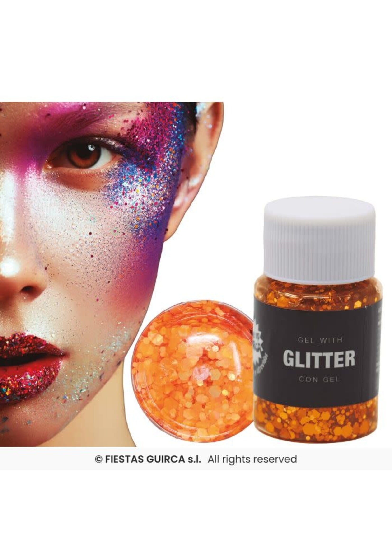 Fiestas Guirca Pot glittergel oranje 20g