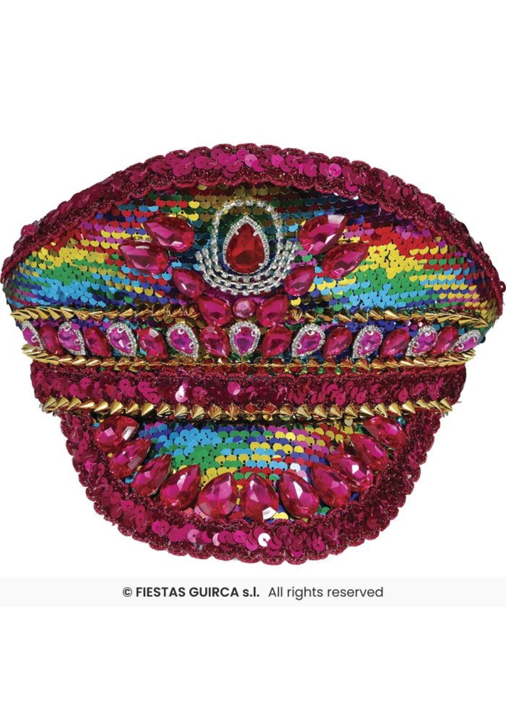 Fiestas Guirca Roze politiepet met veelkleurige steentjes