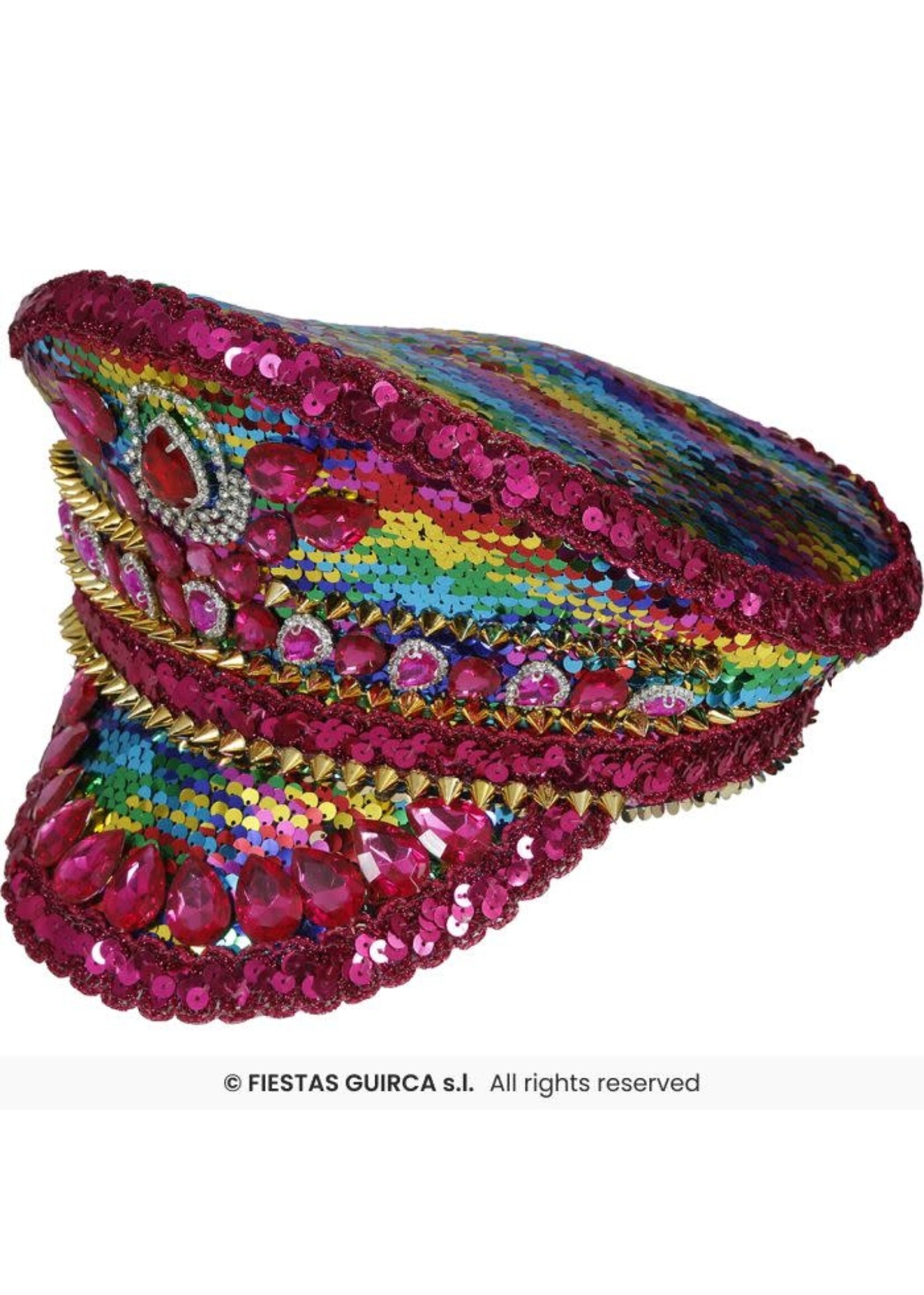 Fiestas Guirca Roze politiepet met veelkleurige steentjes