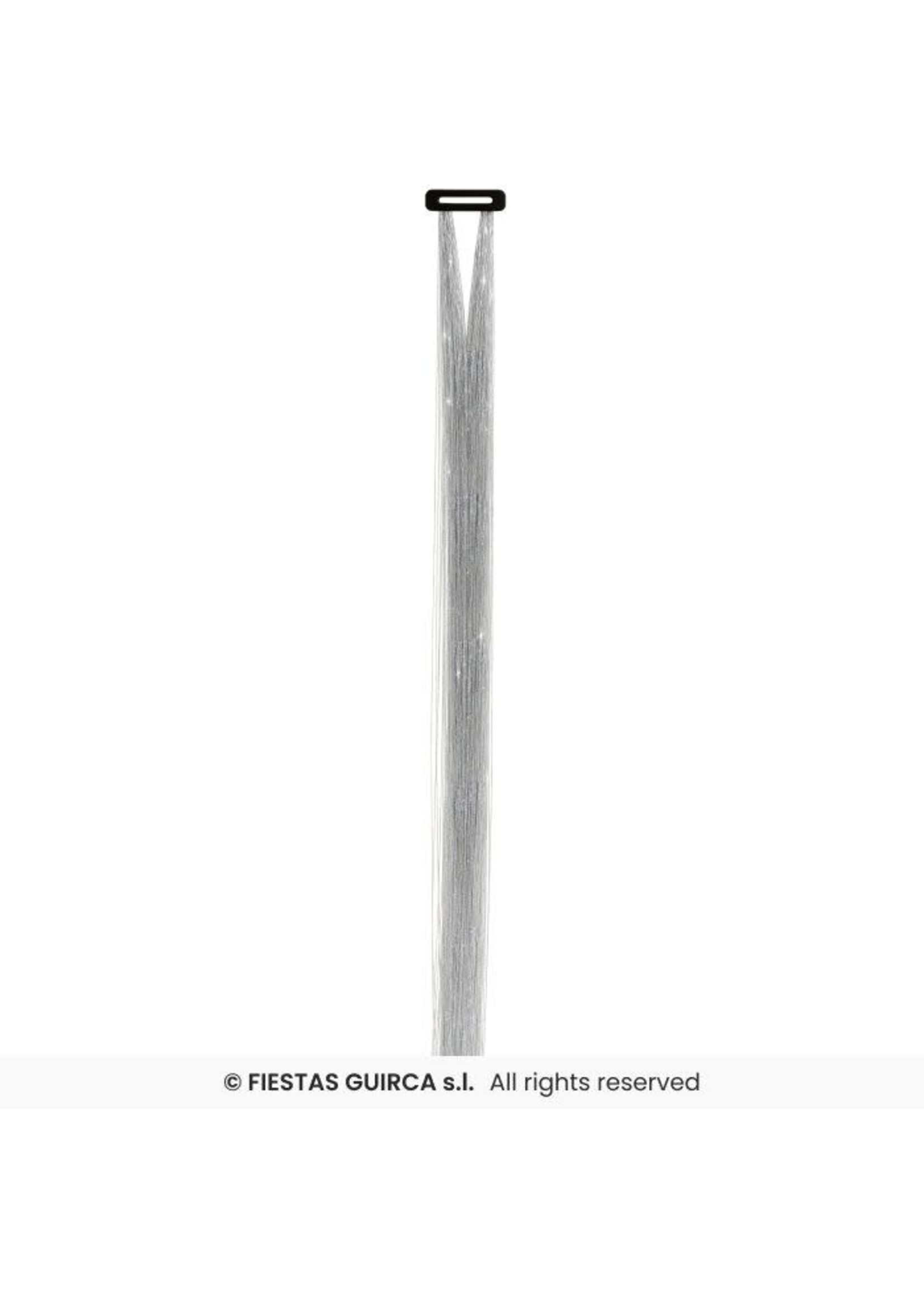 Fiestas Guirca 3 haarextensies met glitters, 50 cm Zilver