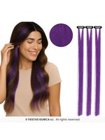 Fiestas Guirca 3 haarextensies met glitters, 50 cm Paars