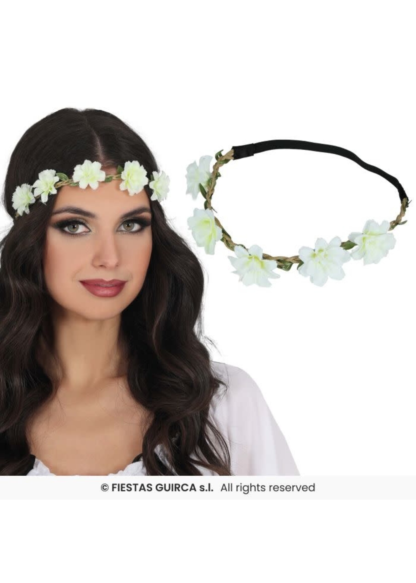 Fiestas Guirca Witte bloemenkroon