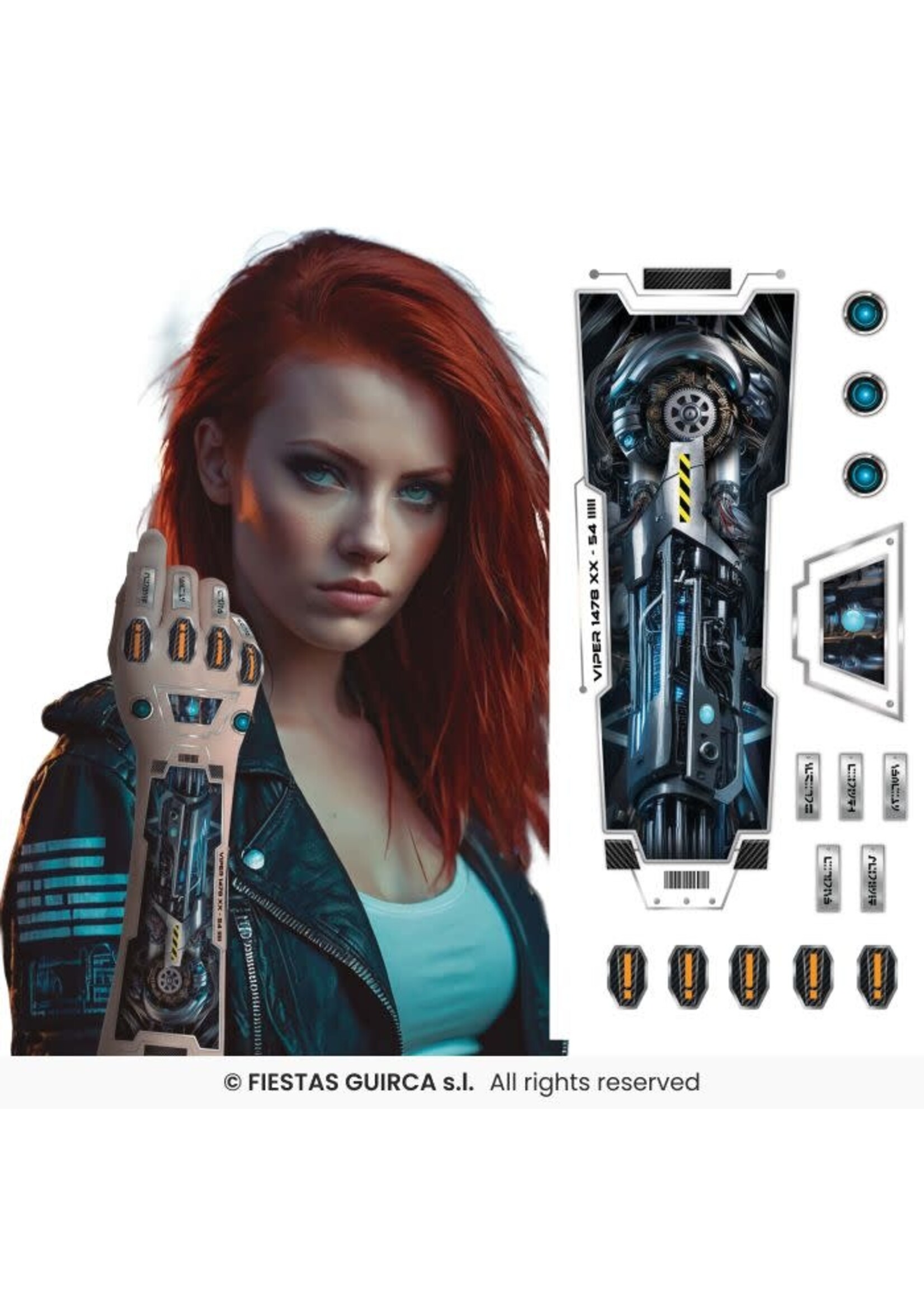 Fiestas Guirca Futuristisch armtattoo-vel 14x30 cm