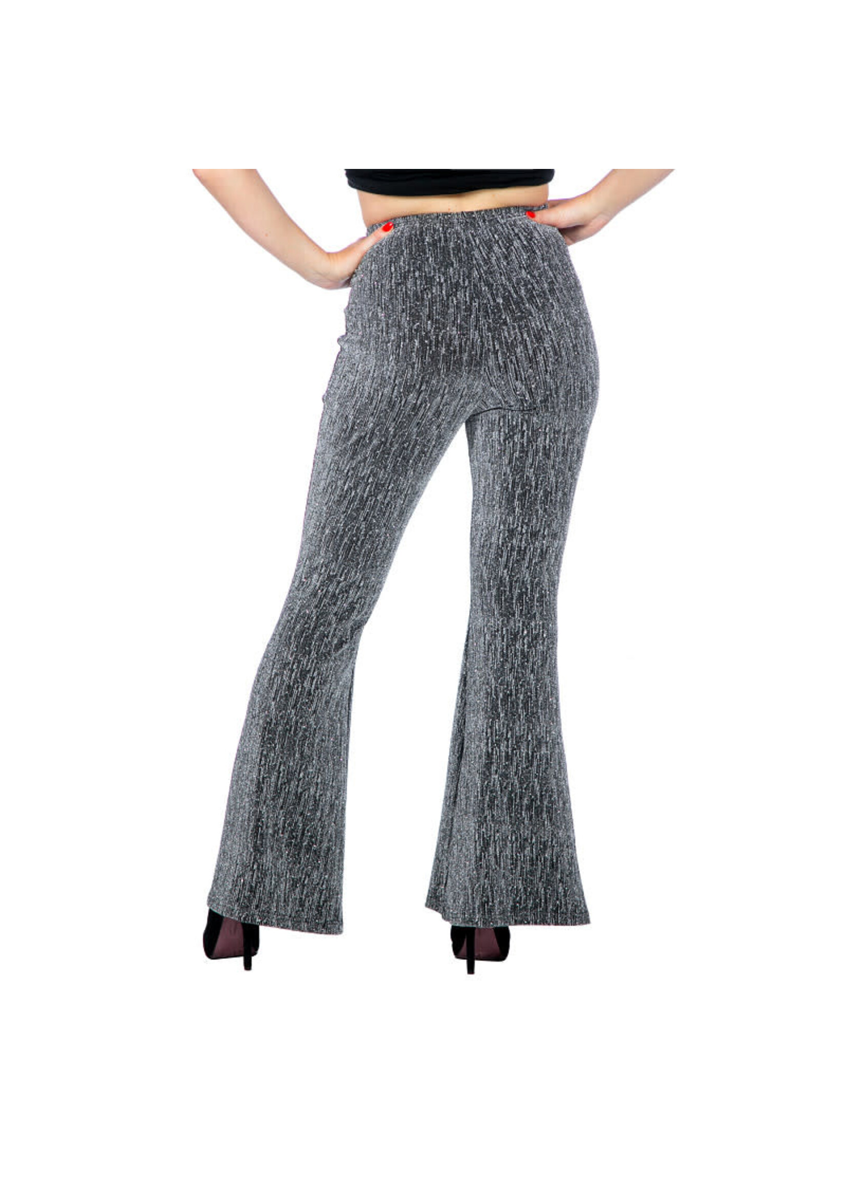 Wilbers & Wilbers Party glitter broek flared Zilver
