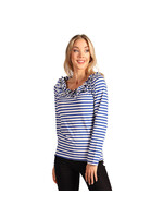 Thetru Gestreept damesshirt met ruschekraag Blauw/wit