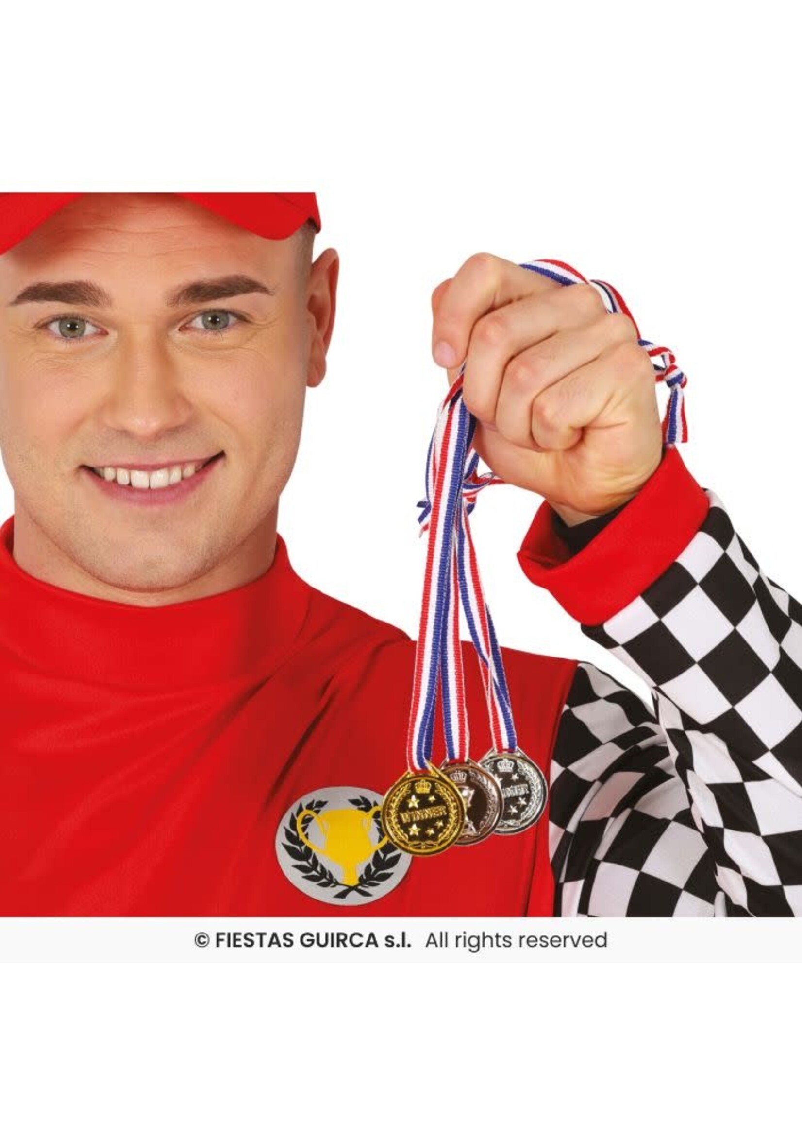 Feestkleding Breda Set medailles 4 cm goud, zilver, brons