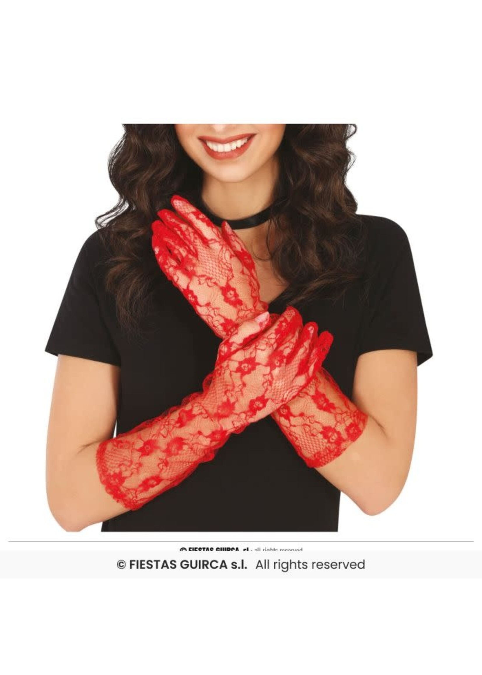 Feestkleding Breda Handschoenen rood 38 cm