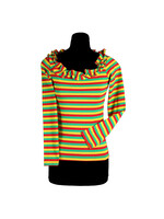 Thetru Gestreept damesshirt met ruschekraag Rood/geel