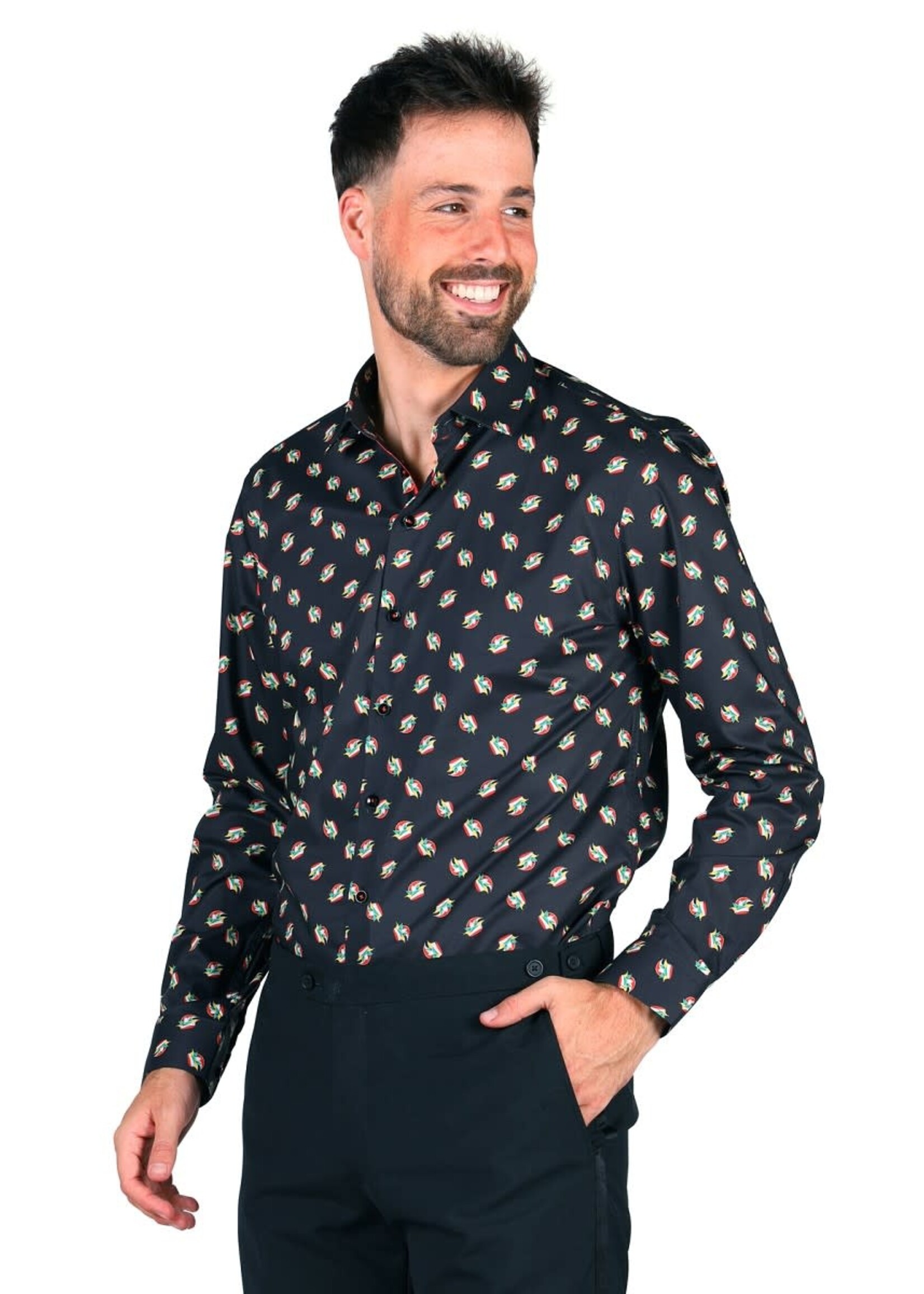 Thetru Herenhemd ''Prins'' Zwart/Rood/Geel/Groen