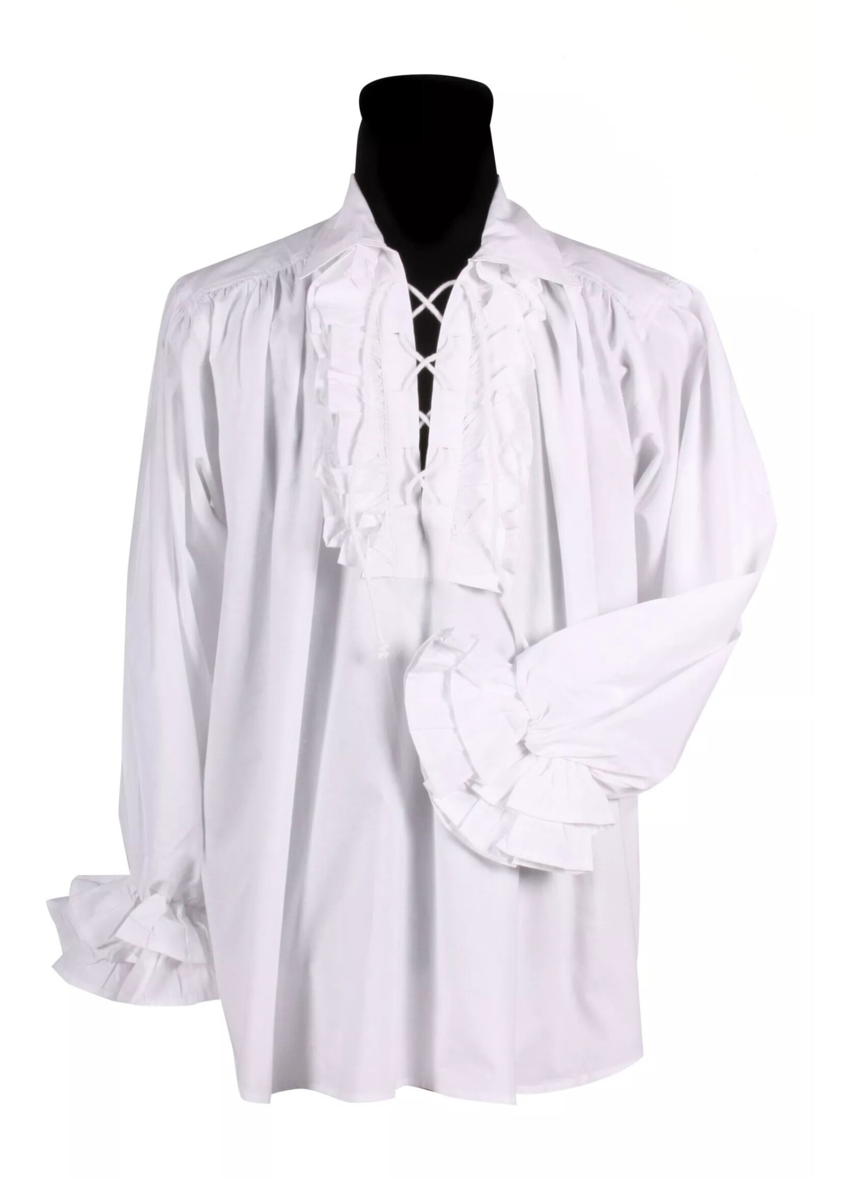 Thetru Piratenshirt heren wit met ruches
