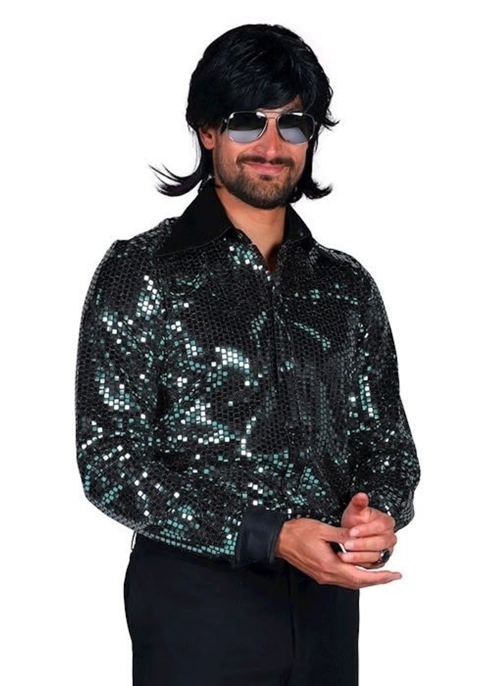 Thetru Disco herenblouse "Night Fever" Turqouise