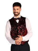 Thetru Heren paillettenvest "West End" Rood-Zwart