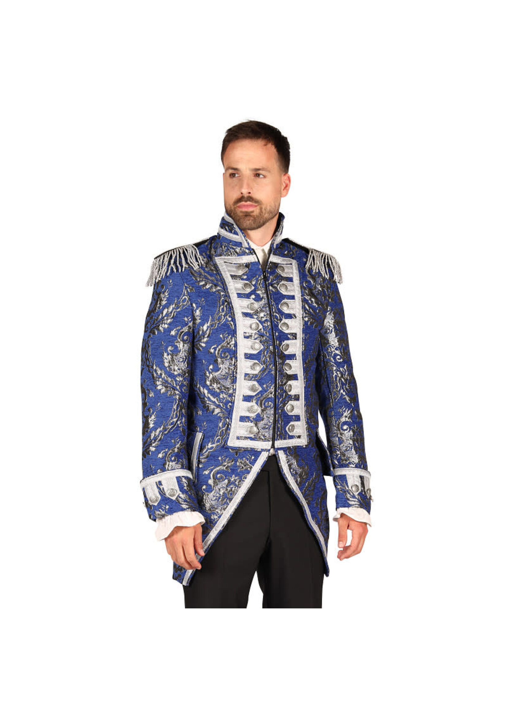 Thetru Jas heer brocaat "Nelson" Blauw/Zilver