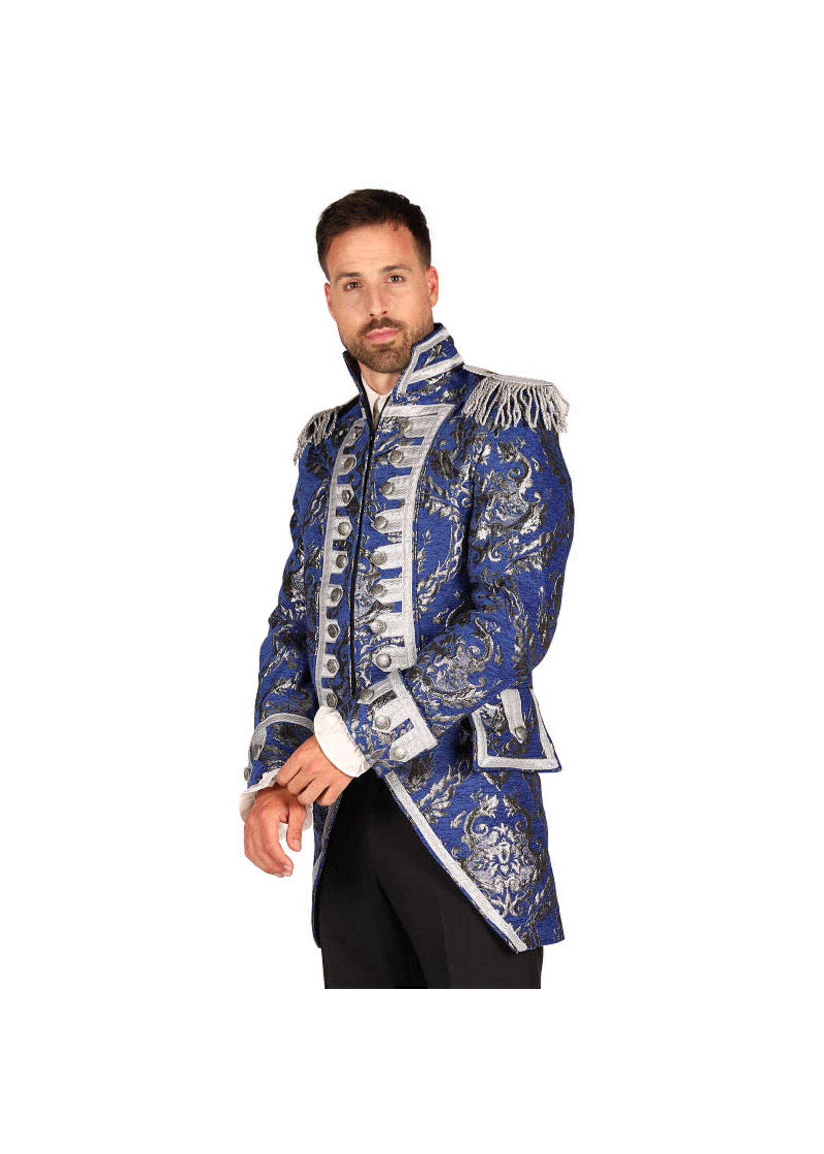 Thetru Jas heer brocaat "Nelson" Blauw/Zilver