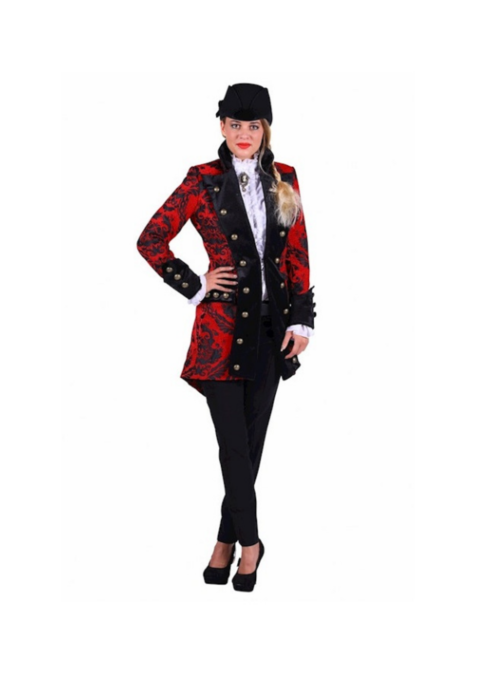 Thetru Brokaat jas dame " Royal " rood / zwart