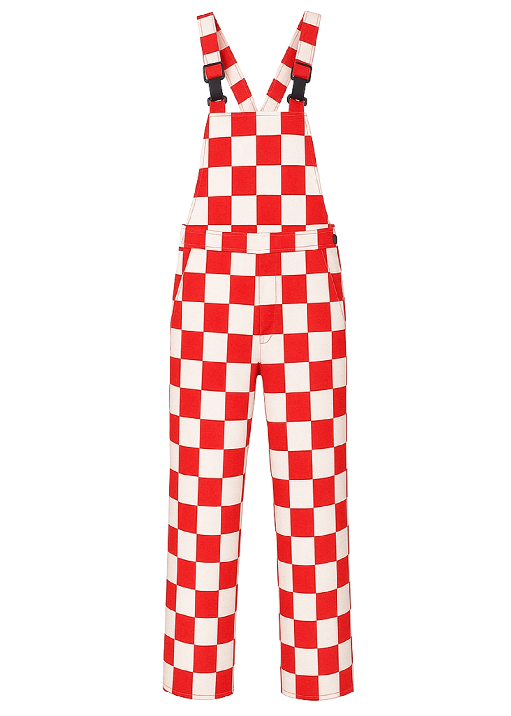 Feestkleding Breda Tuinbroek rood/wit geblokt TBBRABANT