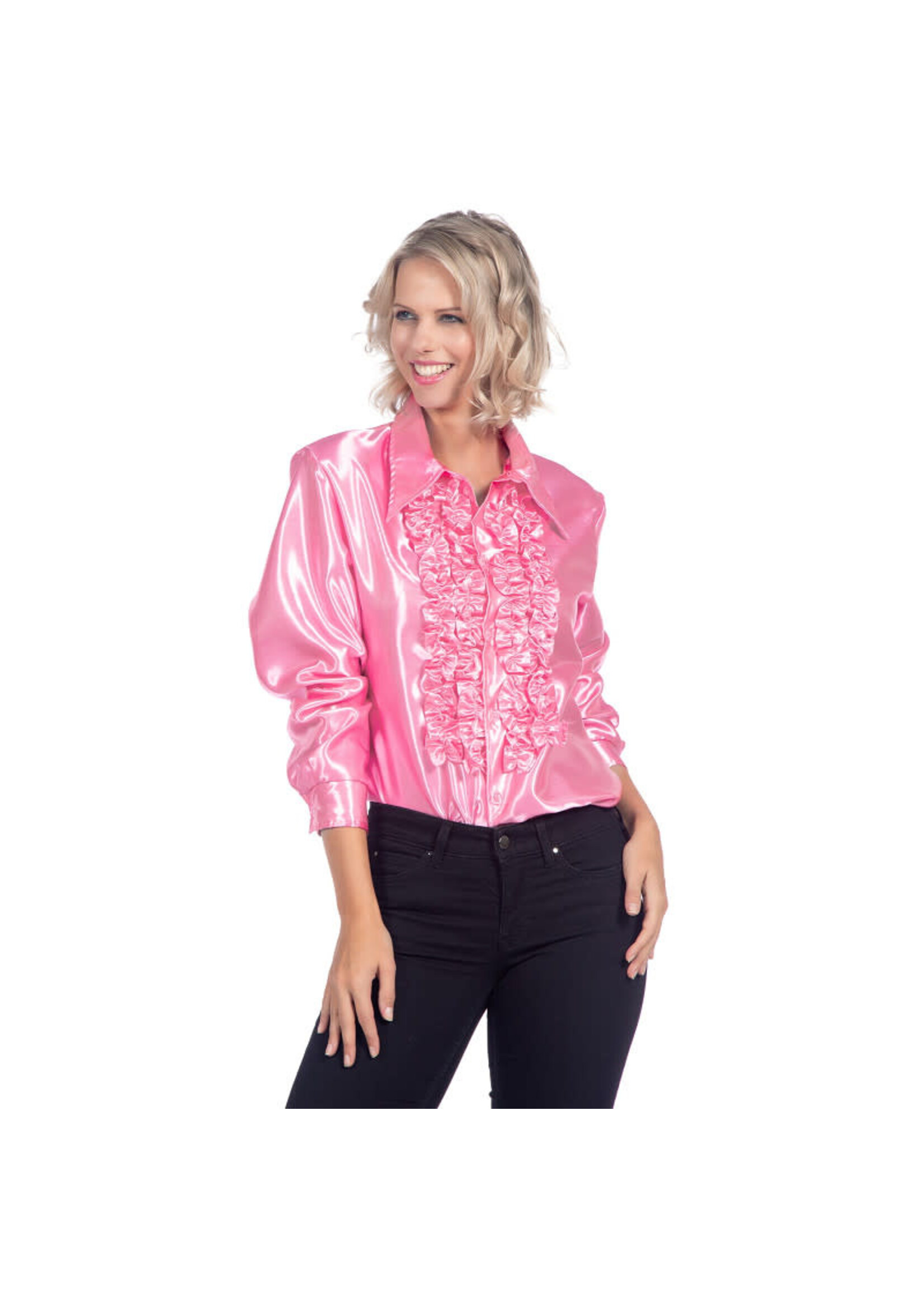Wilbers & Wilbers Ruchesblouse satijn Rose