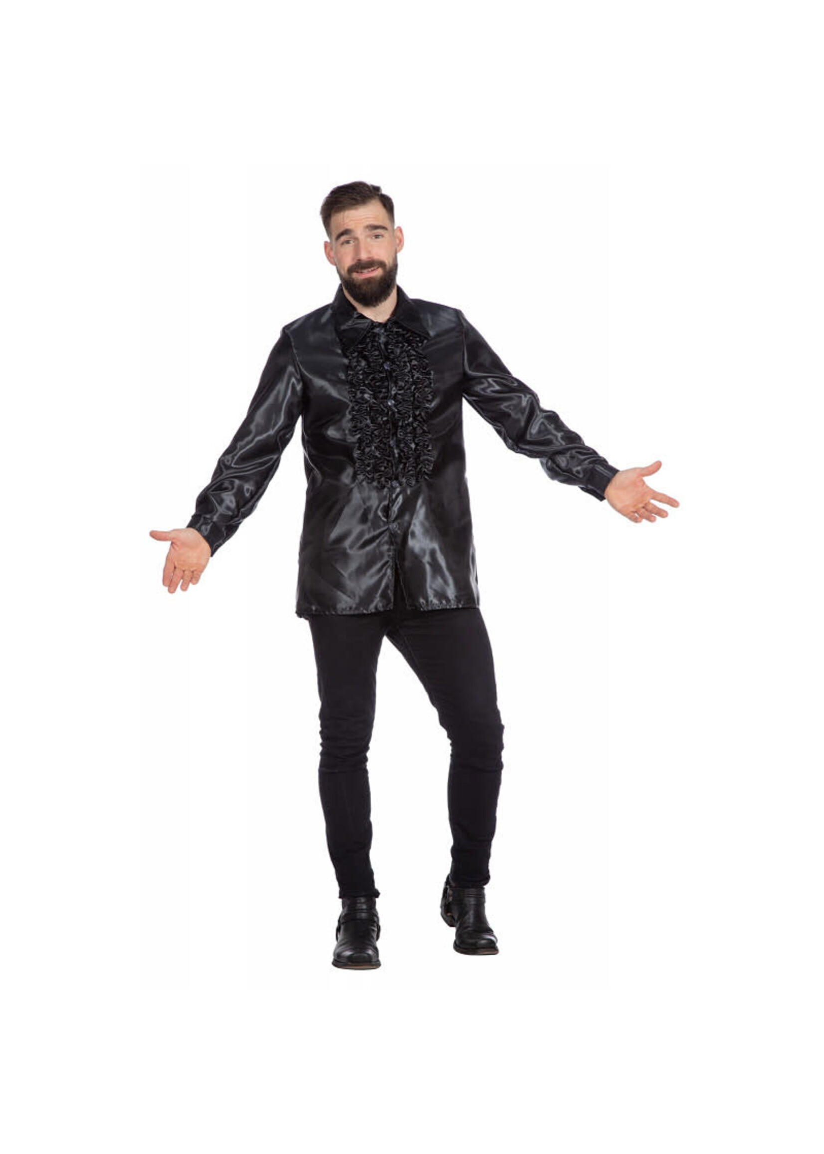 Wilbers & Wilbers Ruchesblouse satijn Zwart