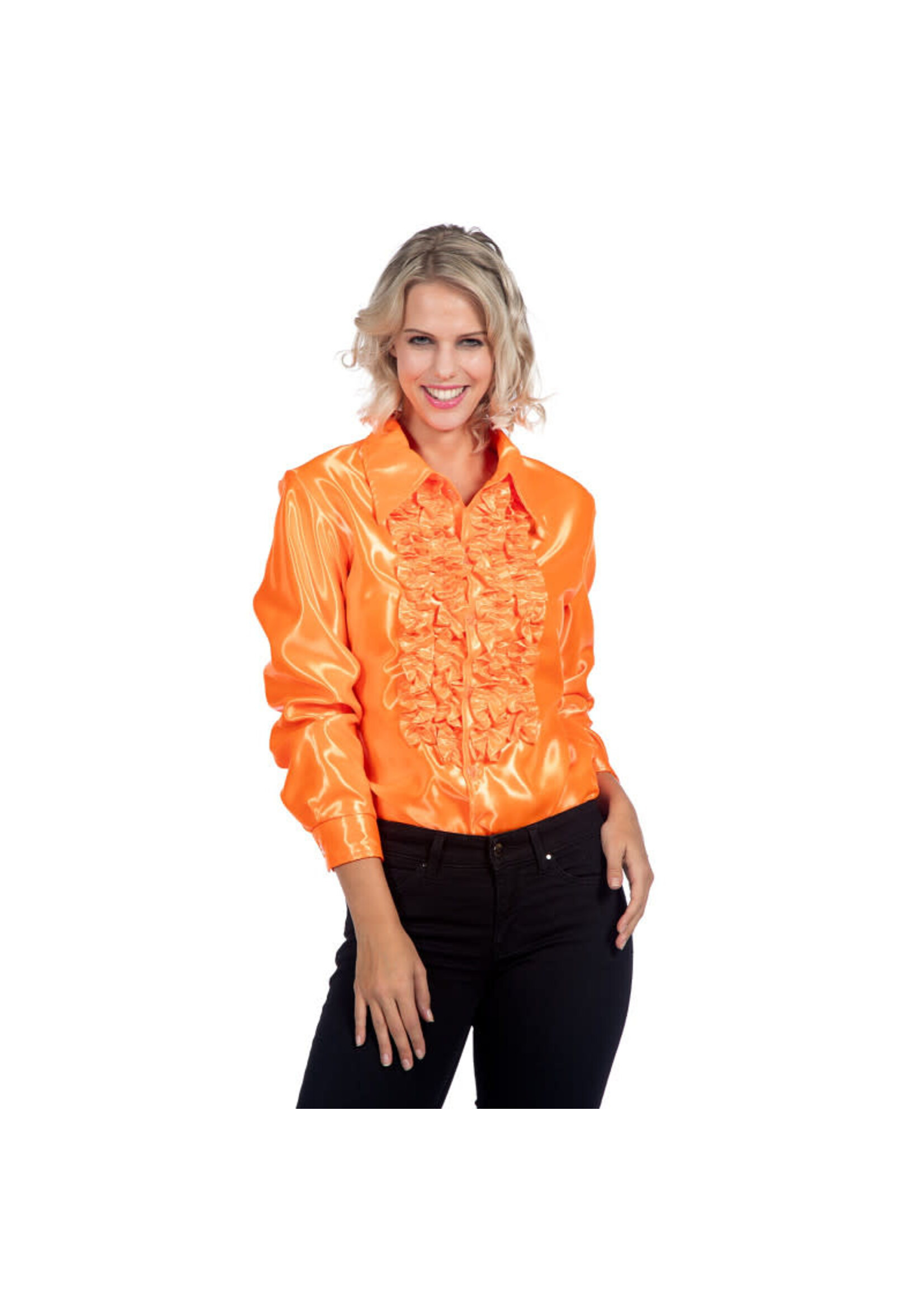 Wilbers & Wilbers Ruchesblouse satijn Oranje