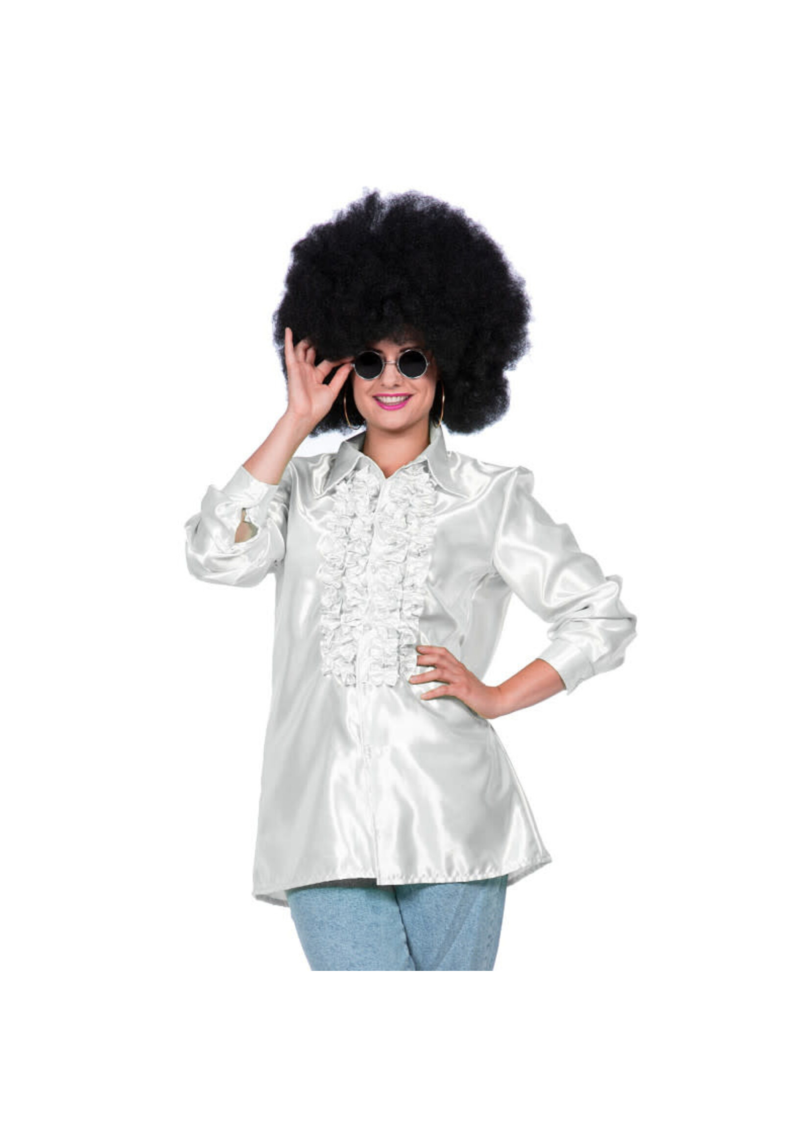 Wilbers & Wilbers Ruchesblouse satijn Wit