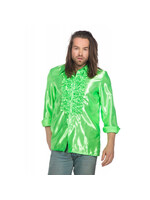 Wilbers & Wilbers Ruchesblouse satijn Neon groen