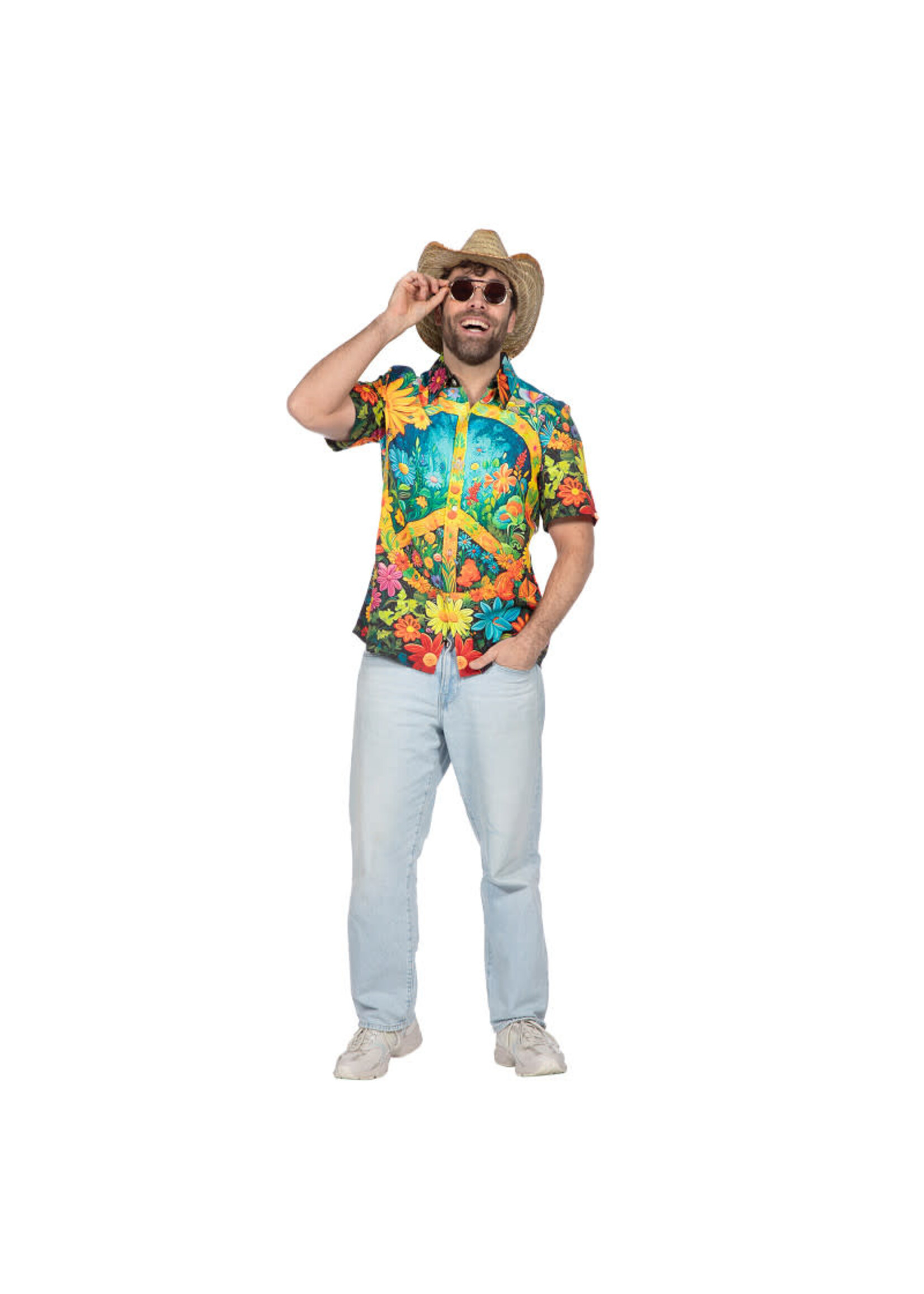 Wilbers & Wilbers Party shirt hippie peace en bloemen